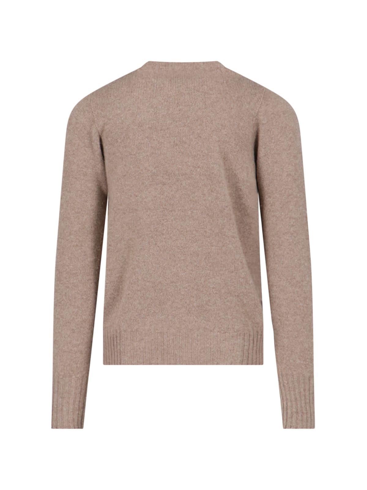 Drumohr Crewneck Sweater In Beige Wool Ribbed Trim In Brown