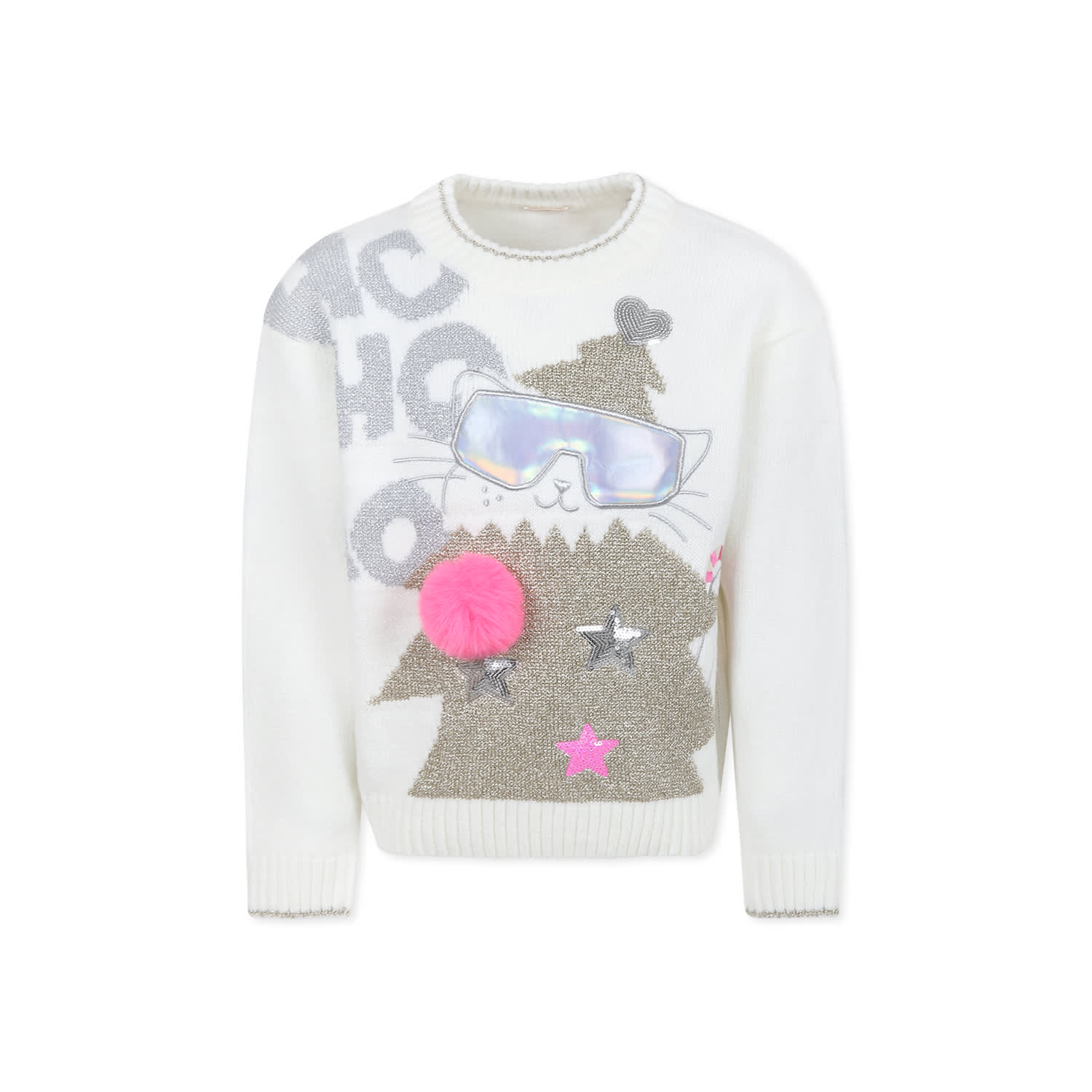 Billieblush Ivory Sweatshirt For Girl Christmas Tree In White