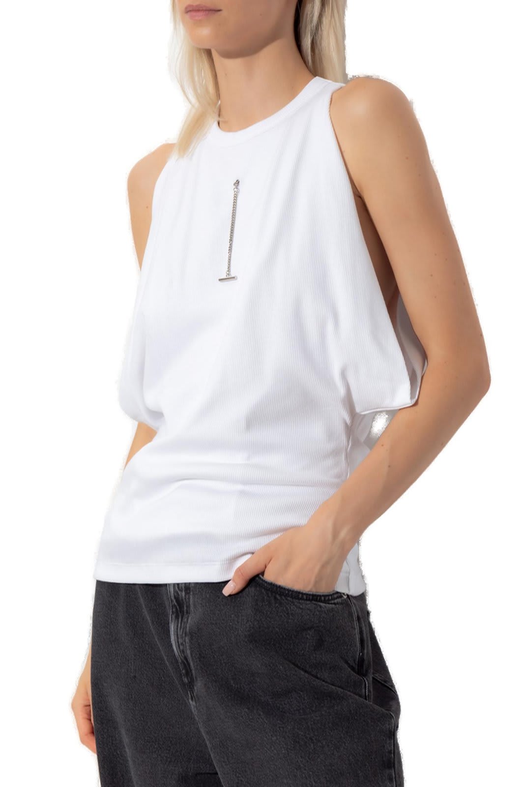 Shop Alexander Mcqueen Draped Ribbed Tank Top In White