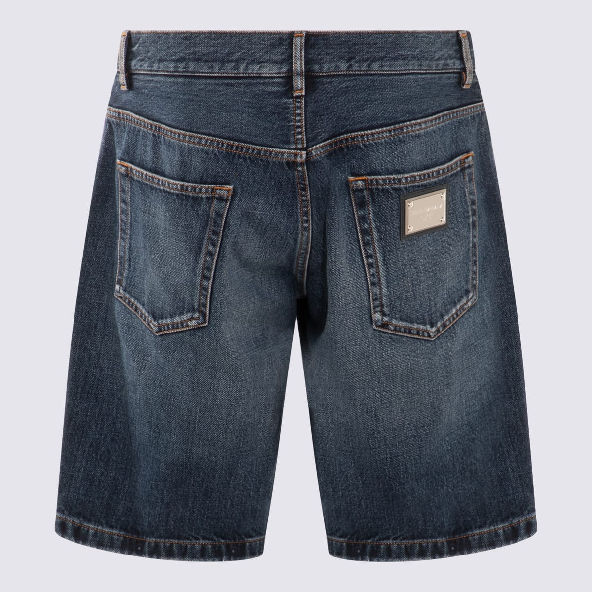 Shop Dolce & Gabbana Dark Blue Cotton Denim Shorts