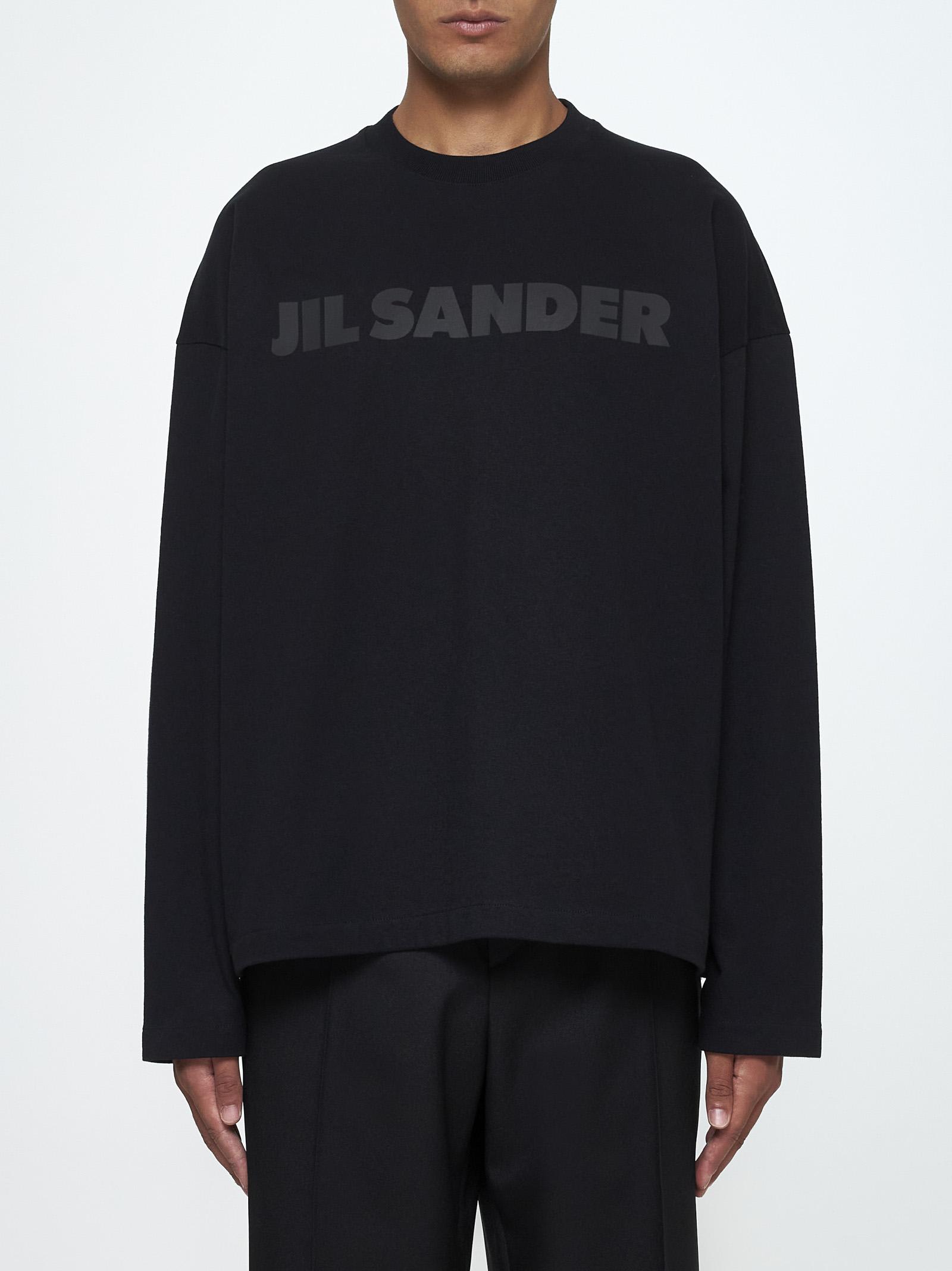 Shop Jil Sander Logo Cotton T-shirt In Nero