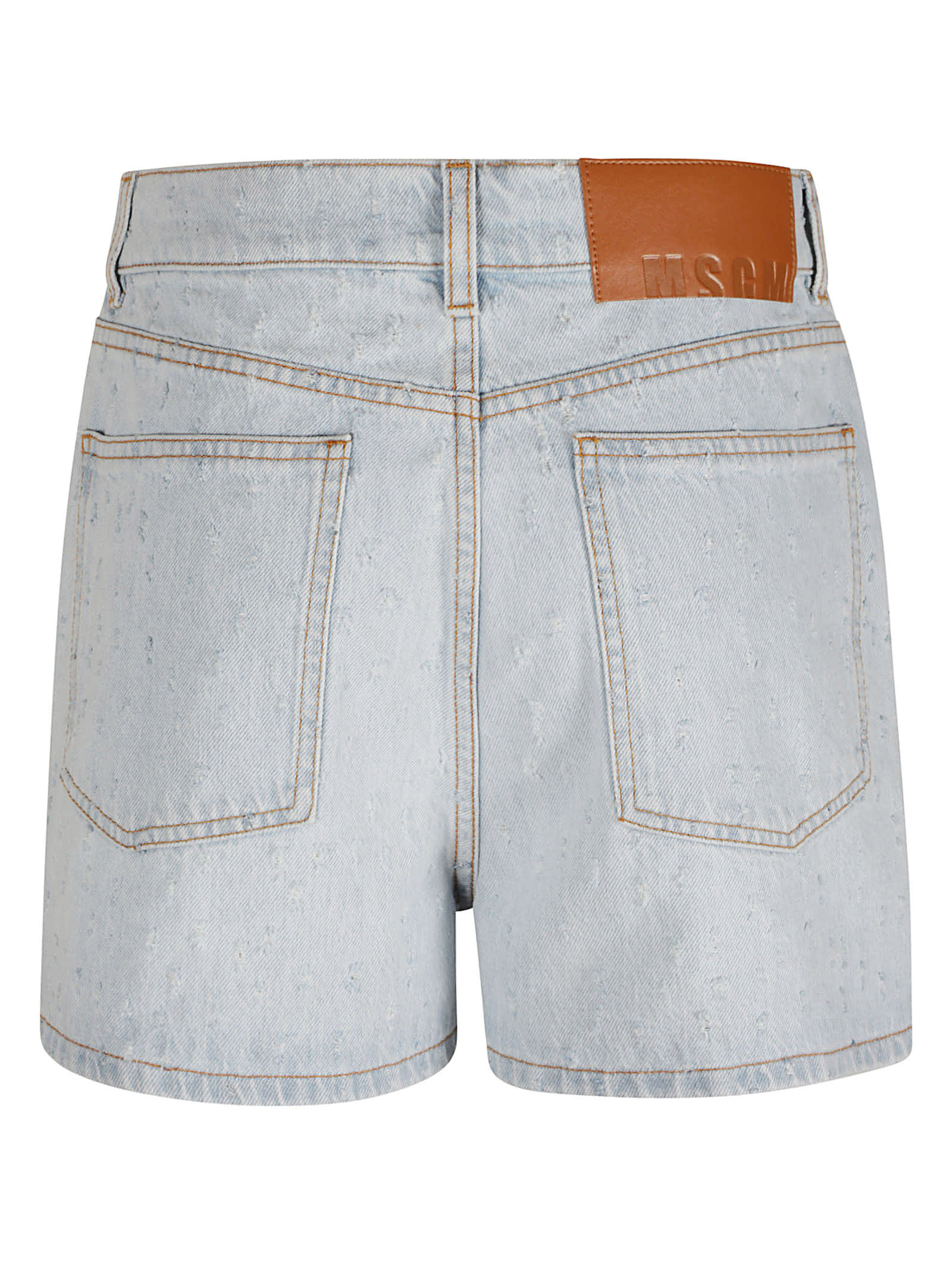 Shop Msgm Denim Shorts In Light Blue