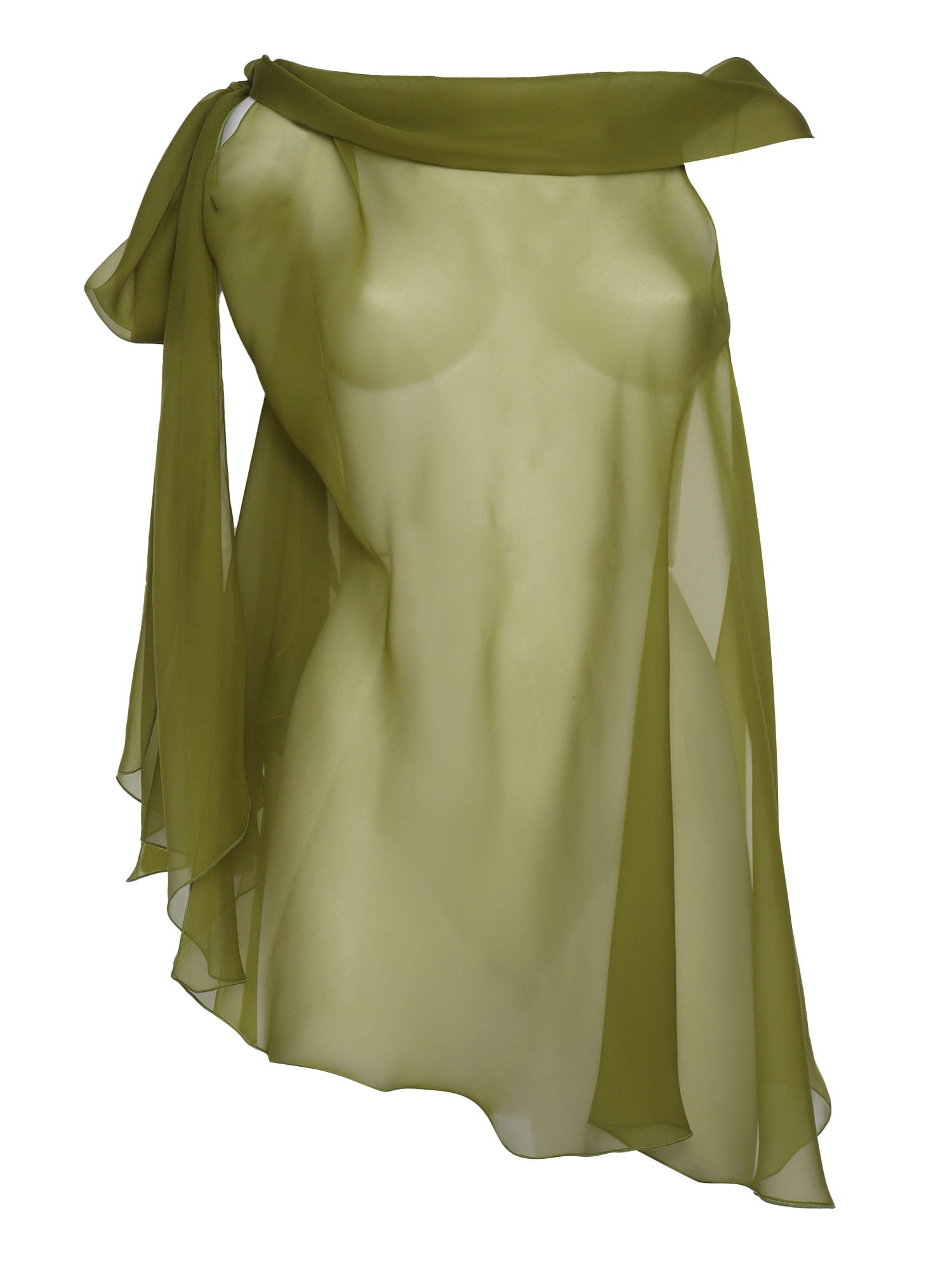 Alberta Ferretti Sheer Blouse In Green