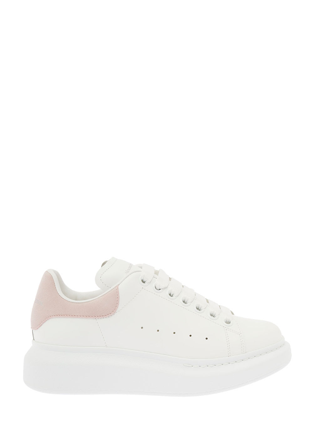 Alexander Mcqueen Womans Oversize White And Pink Leather Sneakers