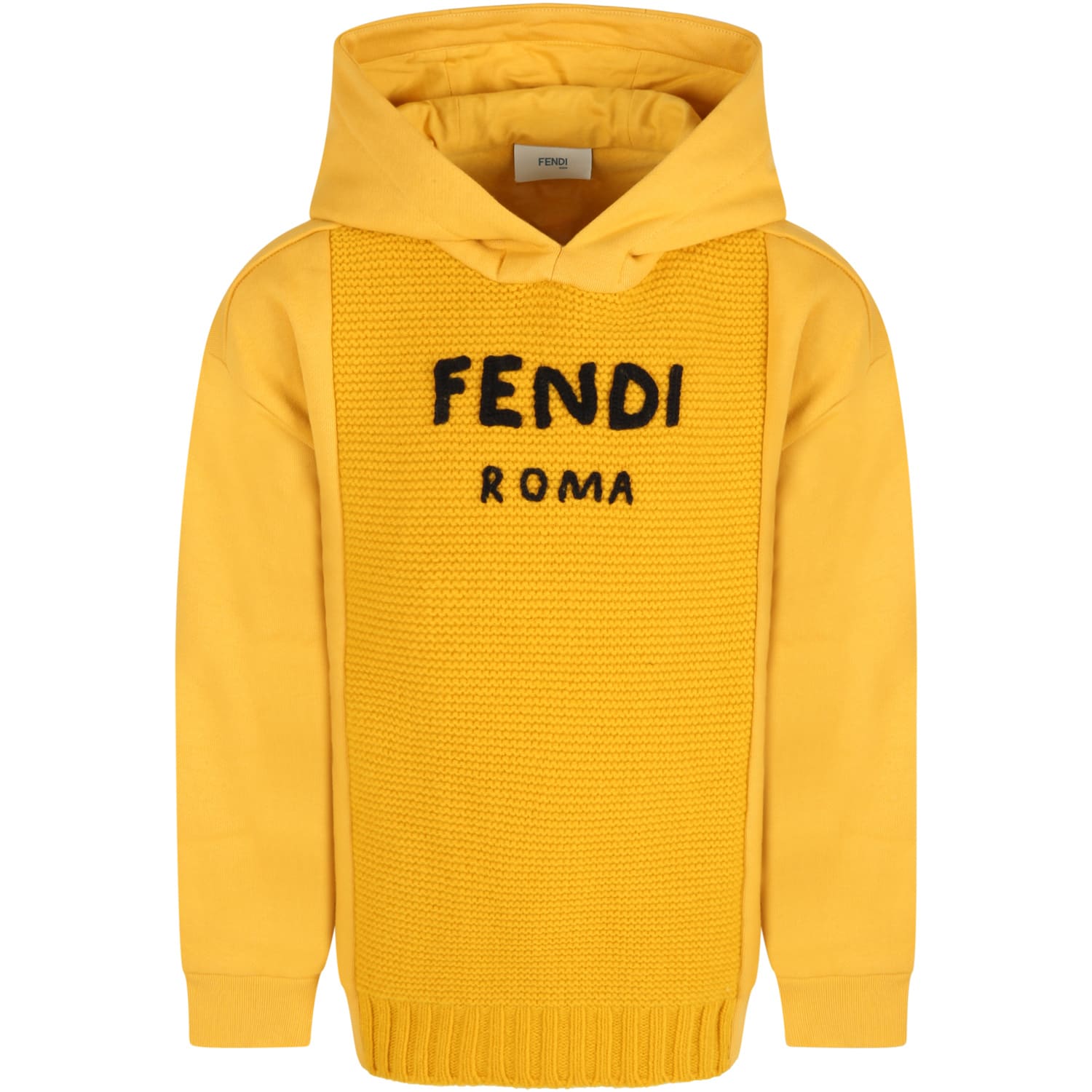 Fendi Yellow Sweatshirt For Kids With Logo