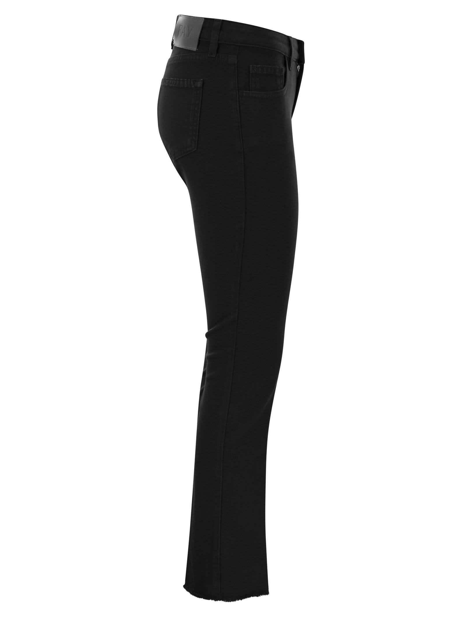 Shop Fay 5-pocket Trousers In Stretch Cotton. In Nero