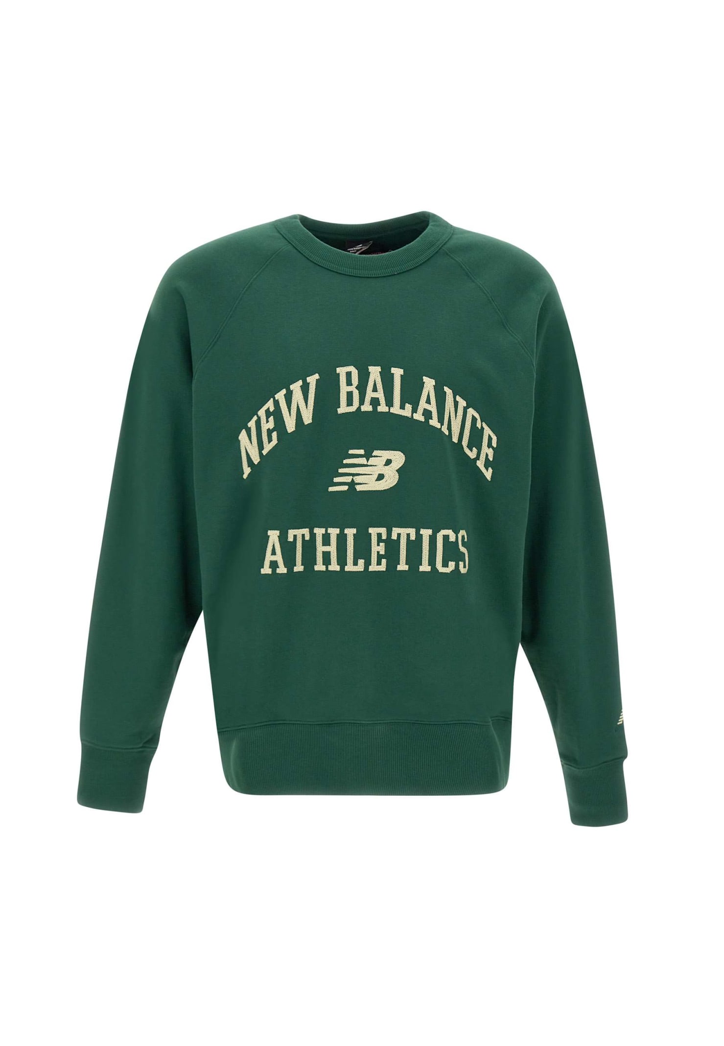 New Balance Athletics Varsity Logo-embroidered Cotton Sweatshirt In Green