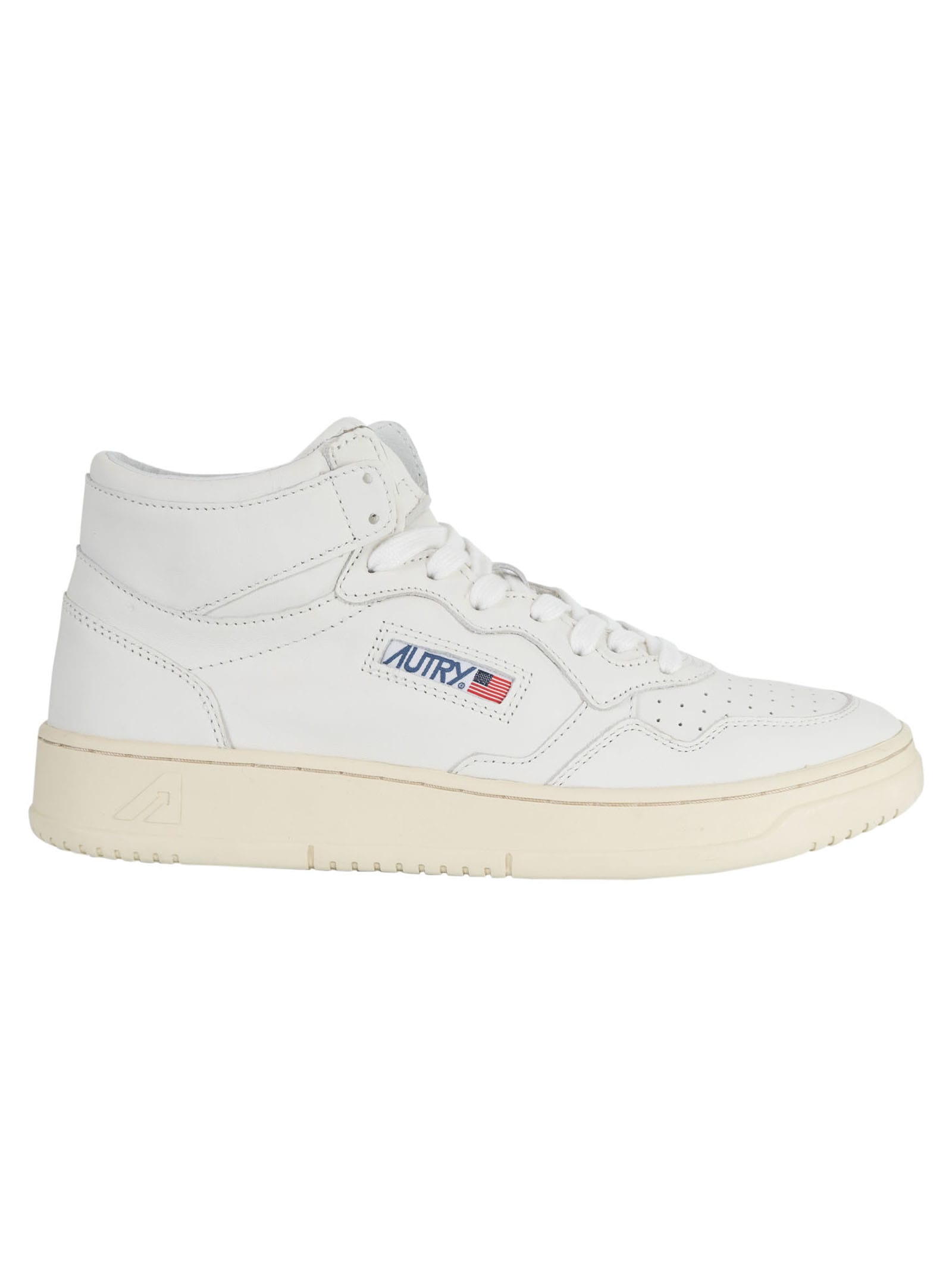 Autry White Medalist Mid Leather Sneakers In White
