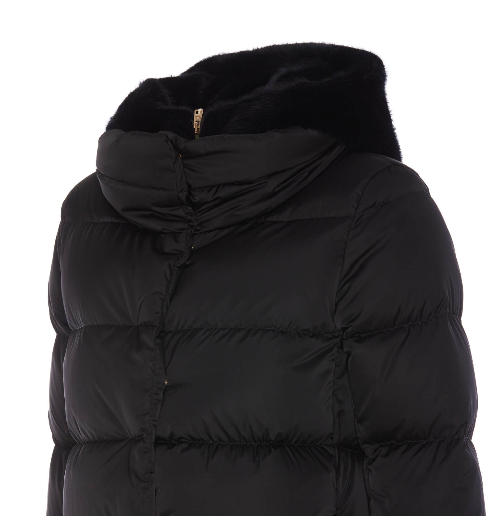 Herno Women's Down Jacket With Bib And Cruelty-free Fur Hood In Black