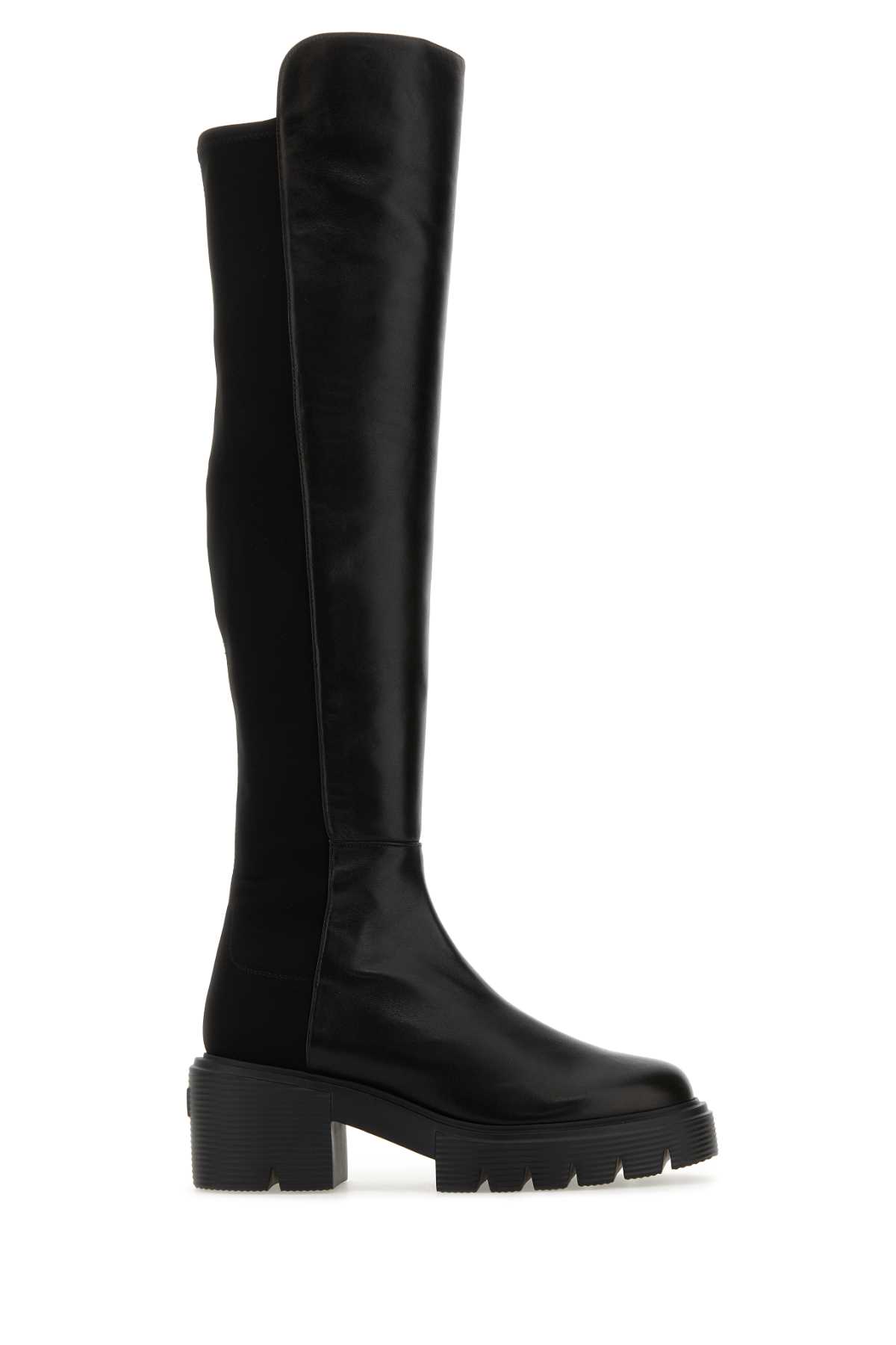 Stuart Weitzman Black Nappa Leather And Fabric 5050 Soho Boots