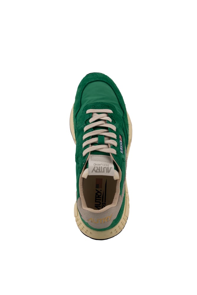Shop Autry Reelwind Low Sneakers In Nylon And Suede In Green