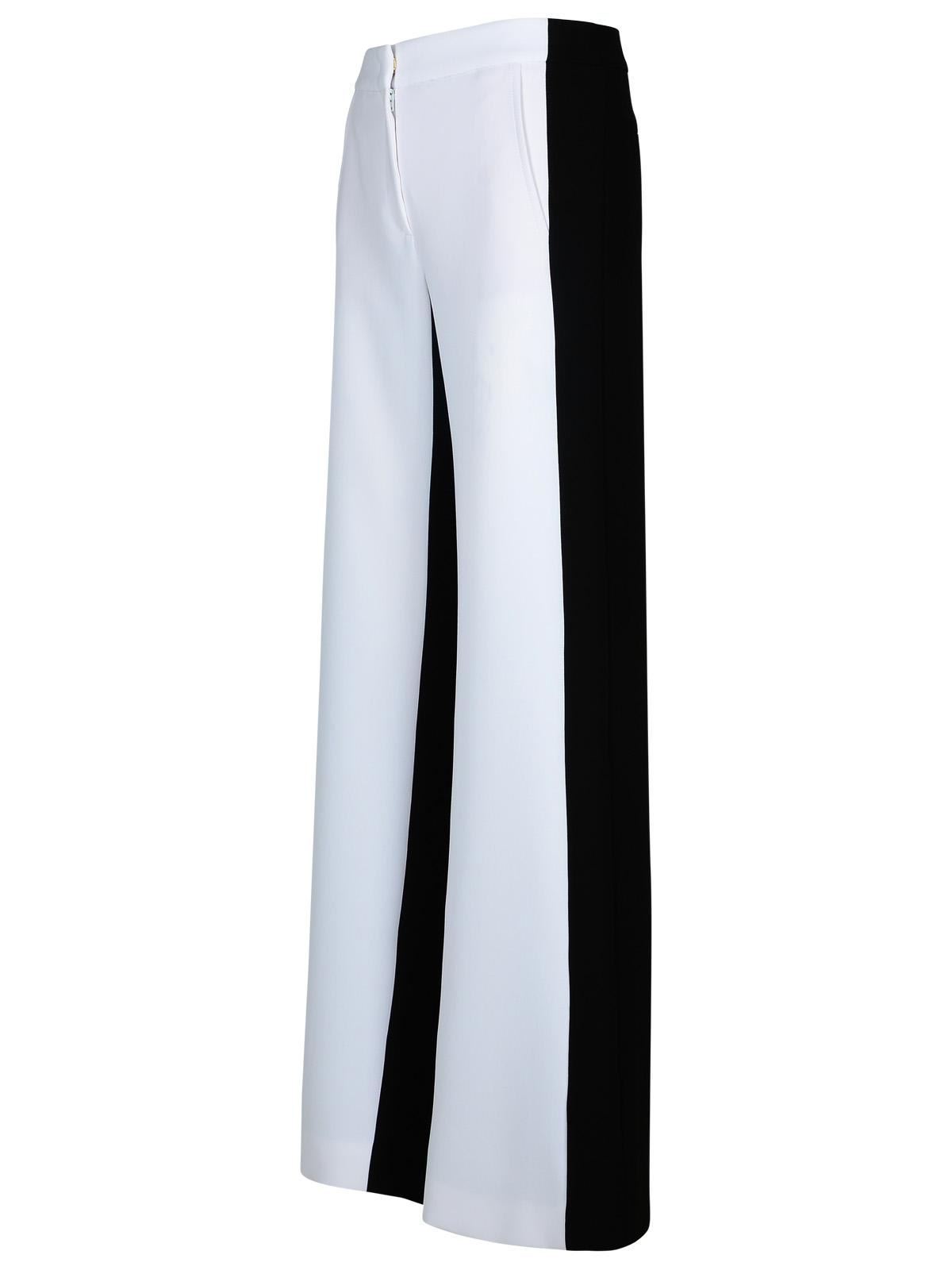 Shop Moschino Two-tone Polyester Blend Trousers In Black