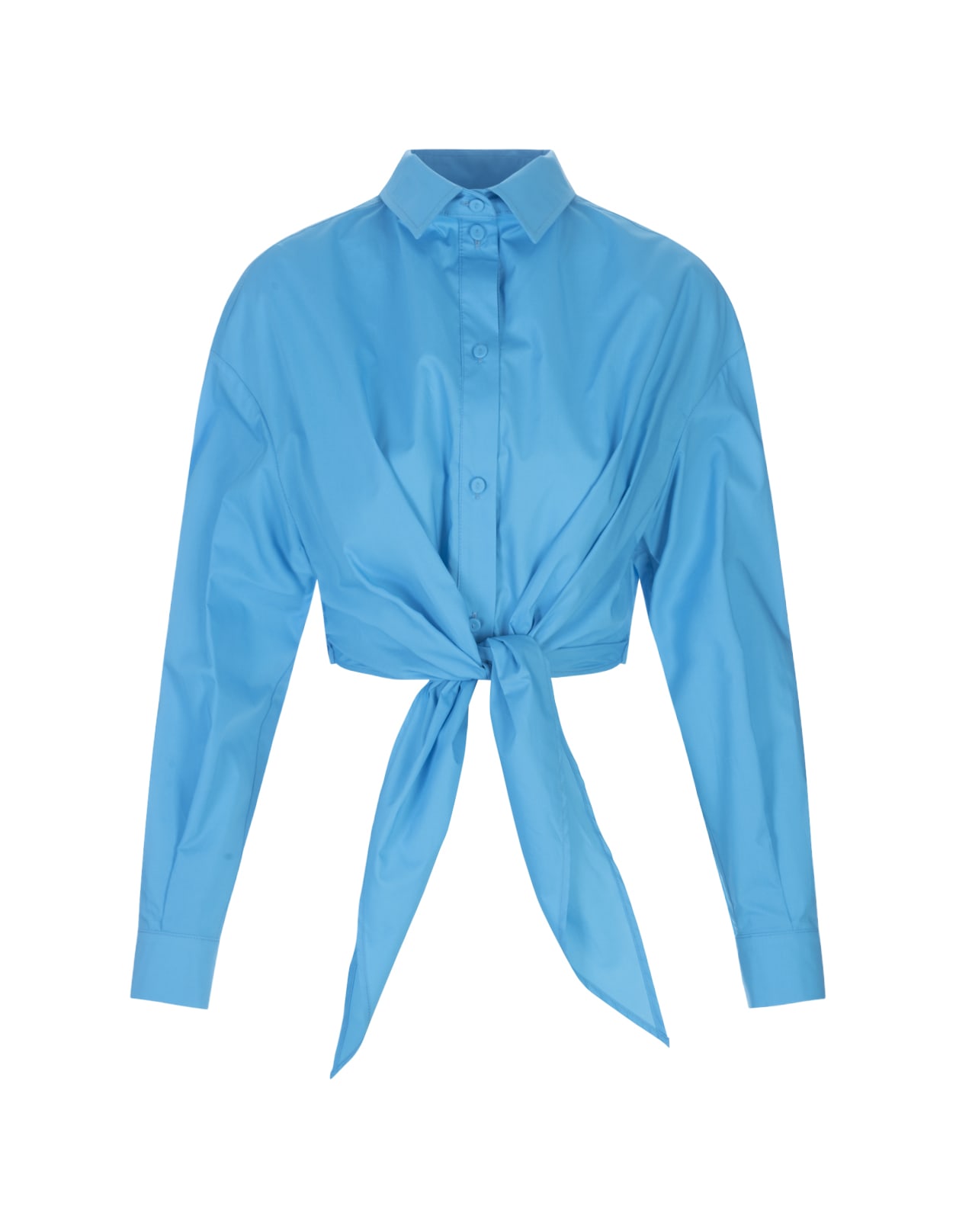 Alessandro Enriquez Light Blue Cotton Shirt With Knot