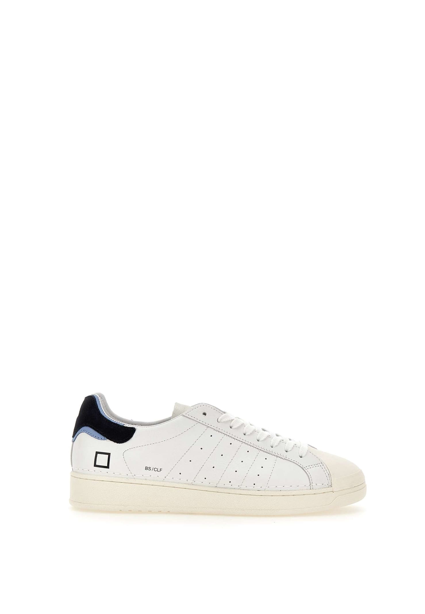 Date Base Calf Leather Sneakers In White-blue