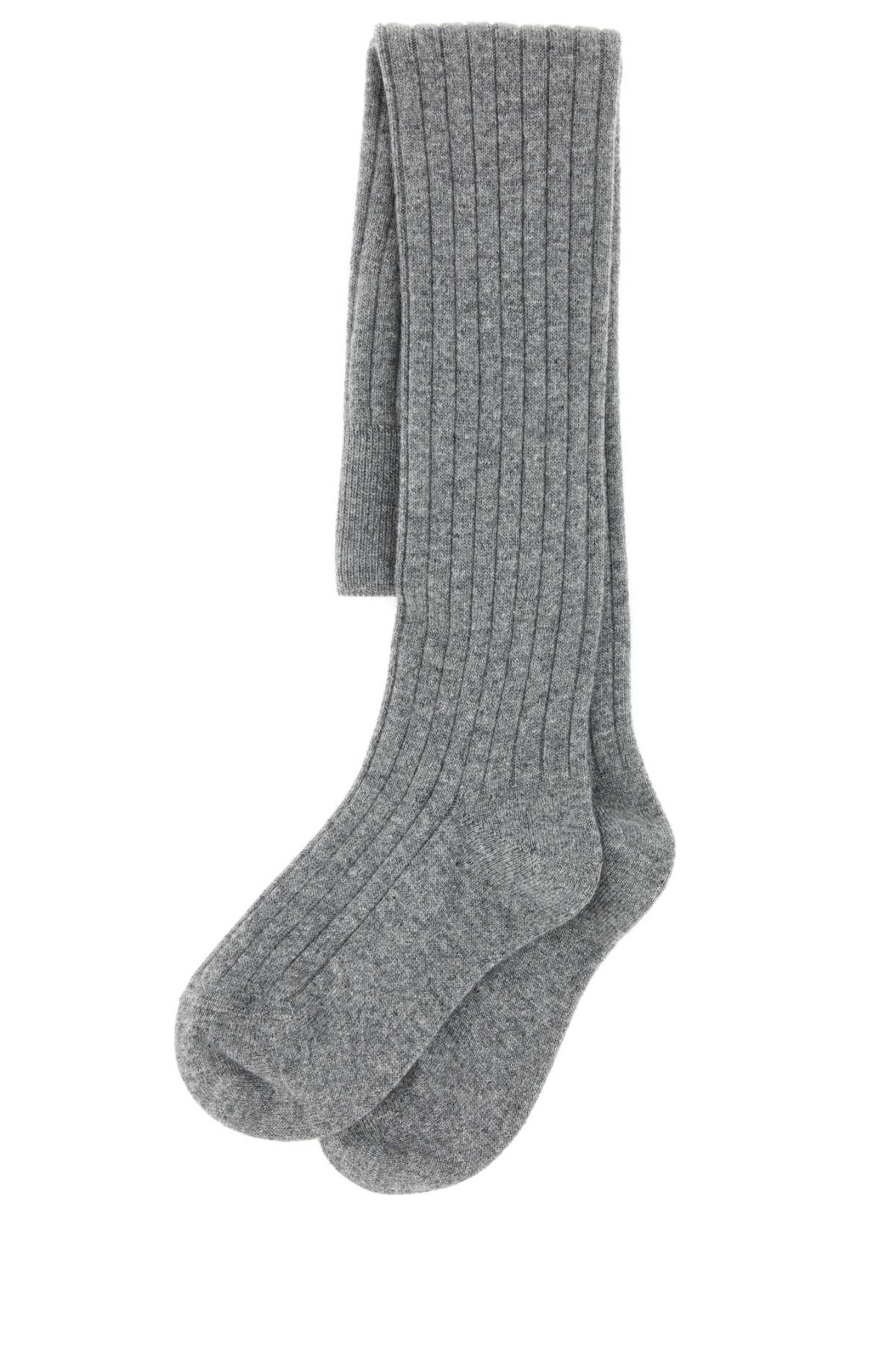 Grey Stretch Wool Blend Socks