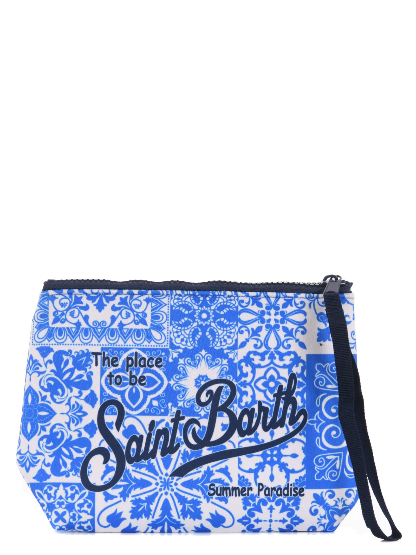 Shop Mc2 Saint Barth Clutch Bag In Azzurro/bianco