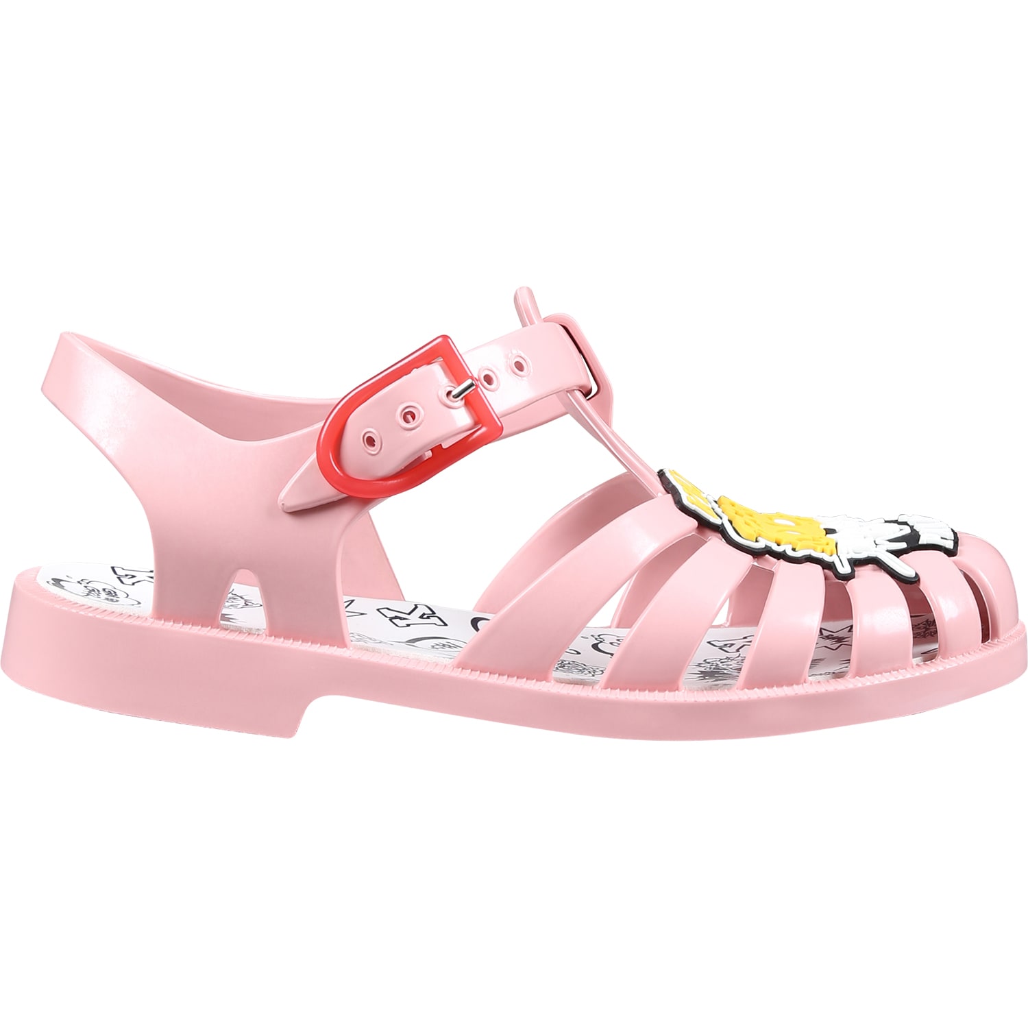 Shop Kenzo Pink Sandals For Girl With Tiger In Nude