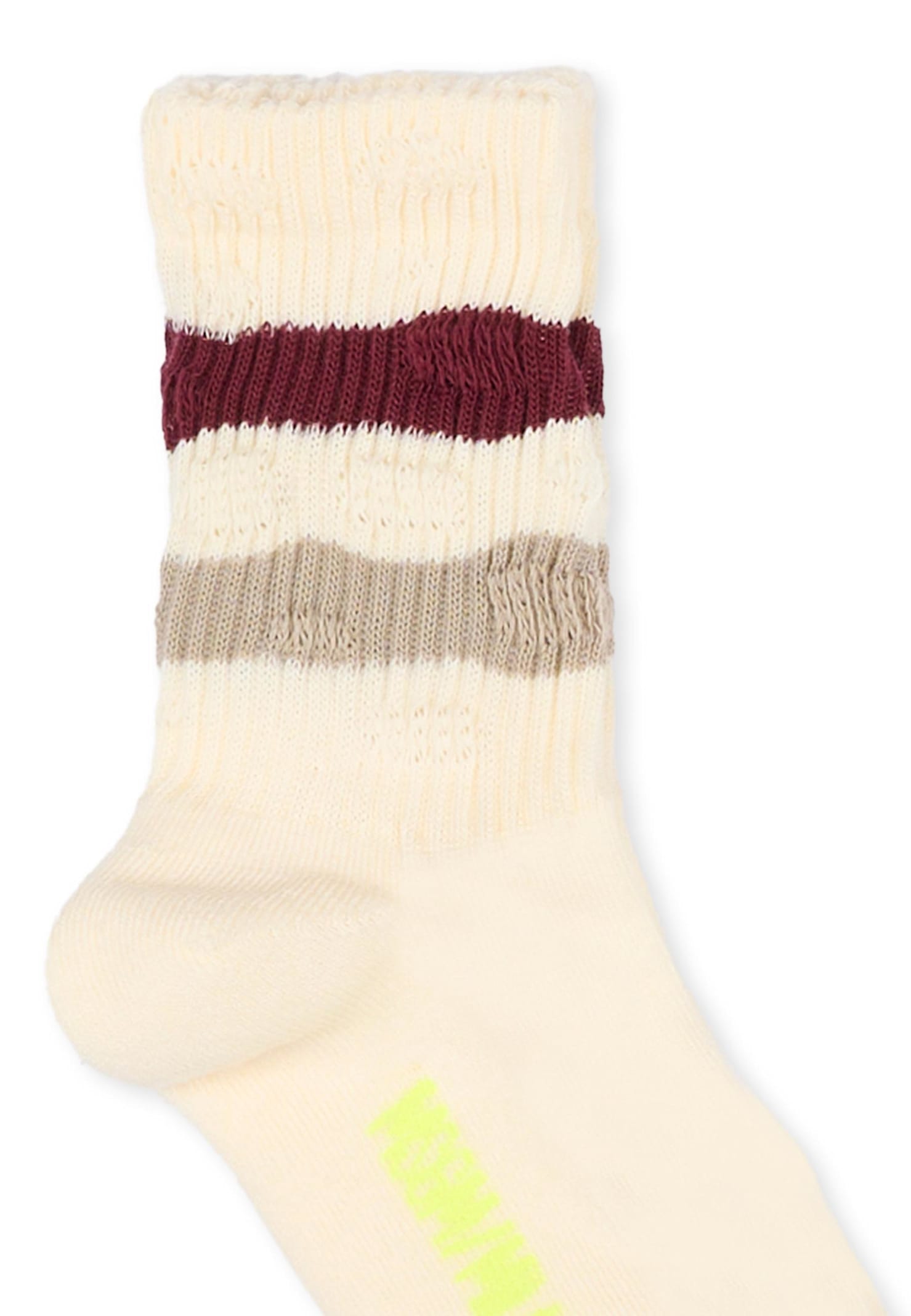 Msgm Ivory Sock Set For Kids With Logo In Animal Print