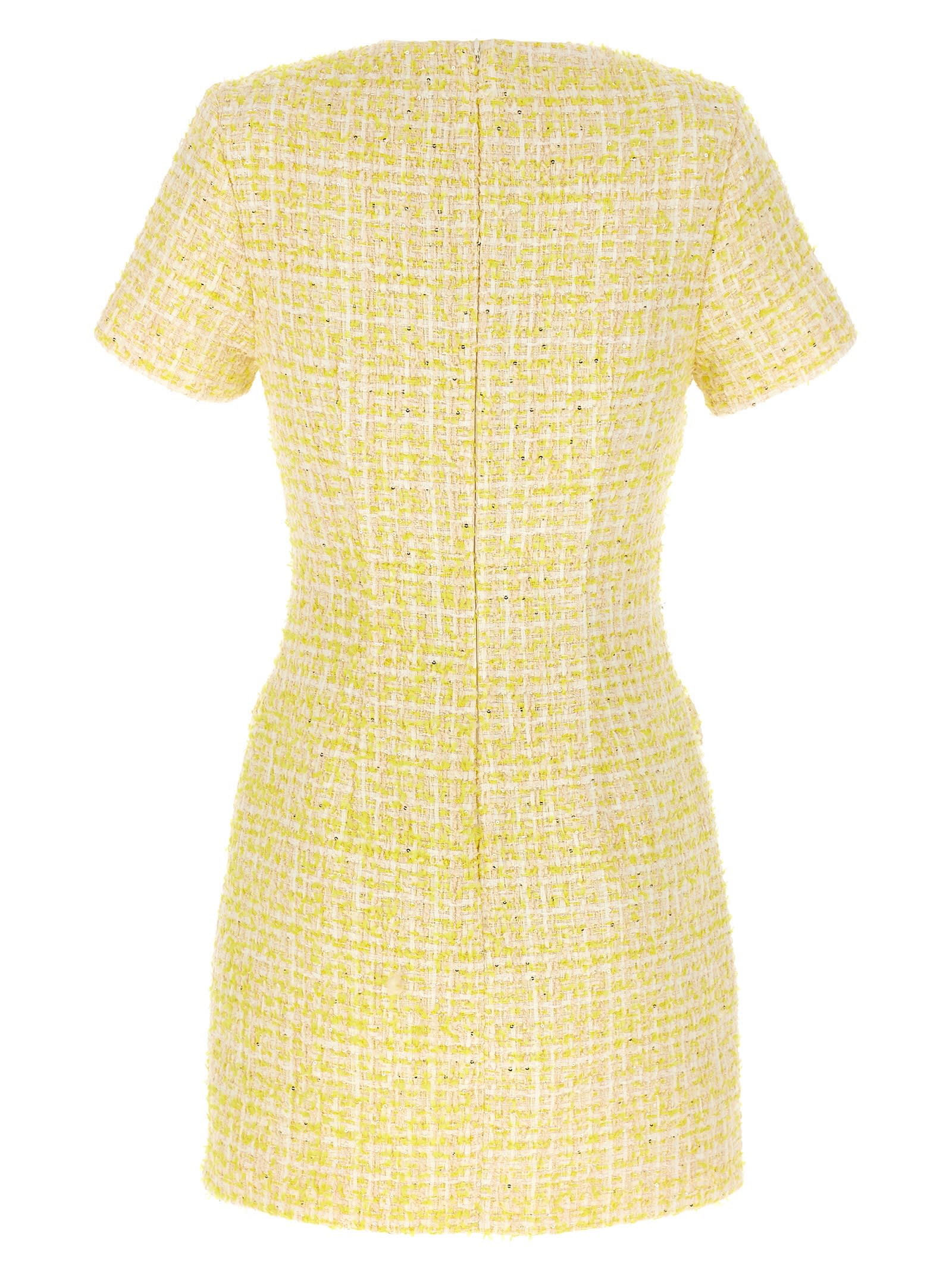 Shop Rotate Birger Christensen Boucle Dress In Yellow