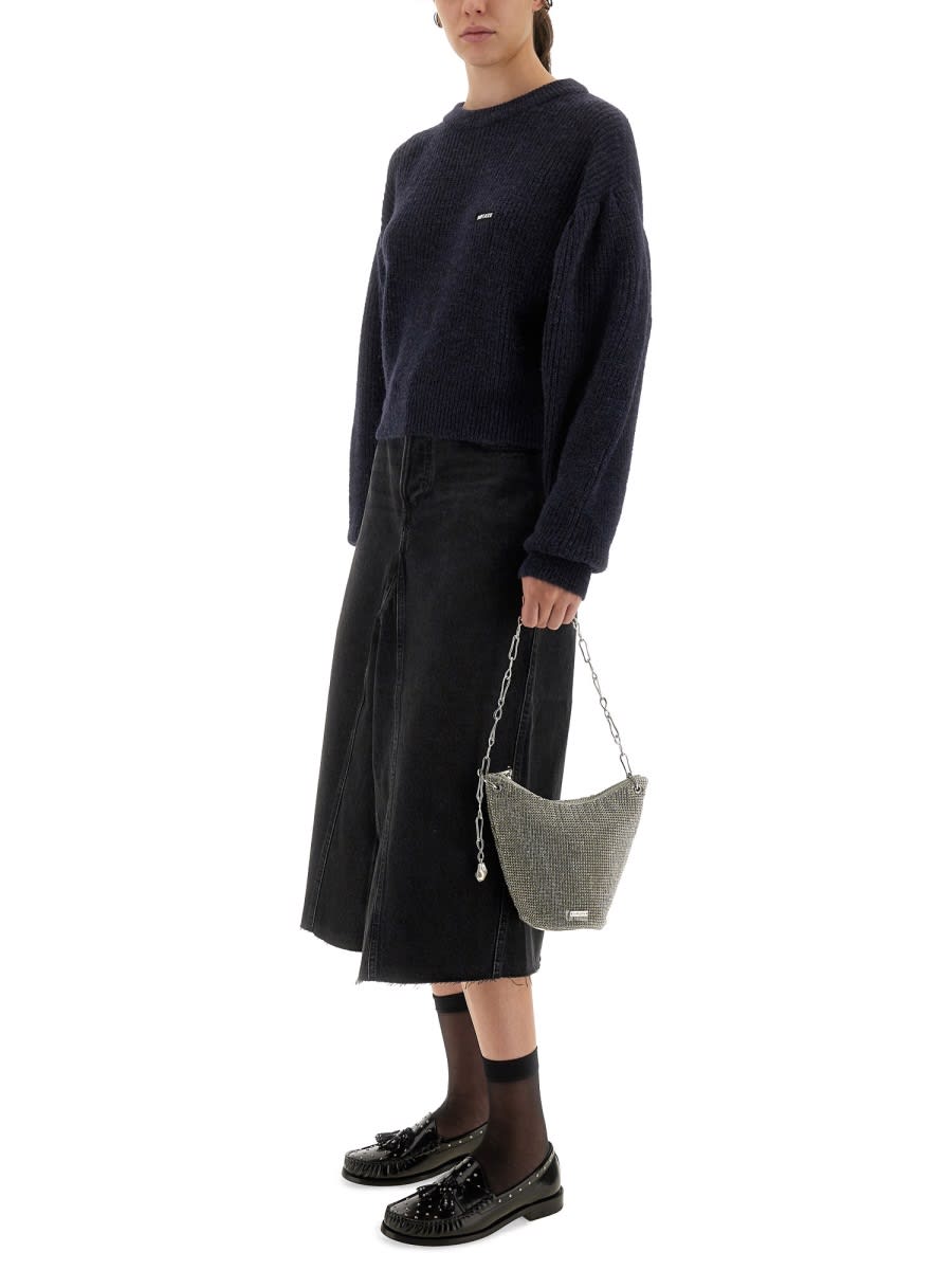 Rotate Birger Christensen Rotate Birgerchristensen Wool Puff Sweater In Black