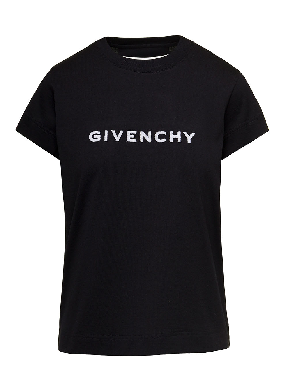Shop Givenchy Black T-shirt With Contrasting Lettering Print In Cotton Woman