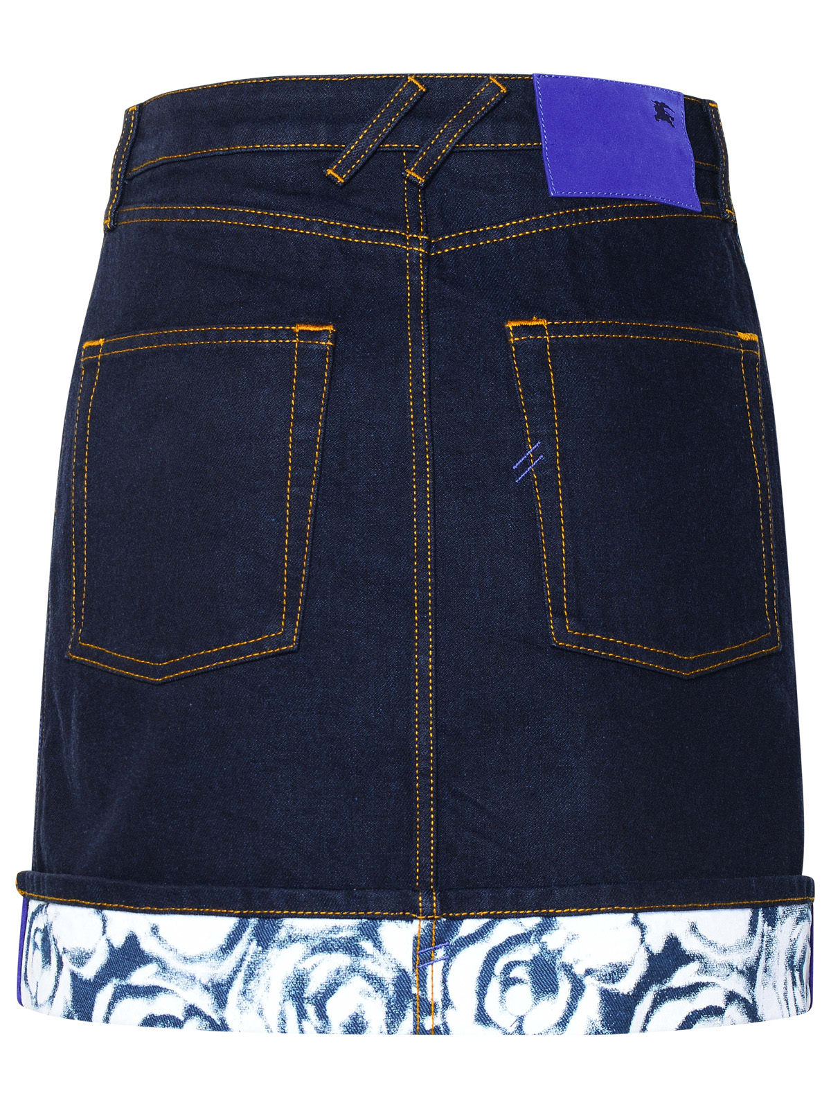 Shop Burberry Four Pockets Denim Short Skirt In Indigo Blue