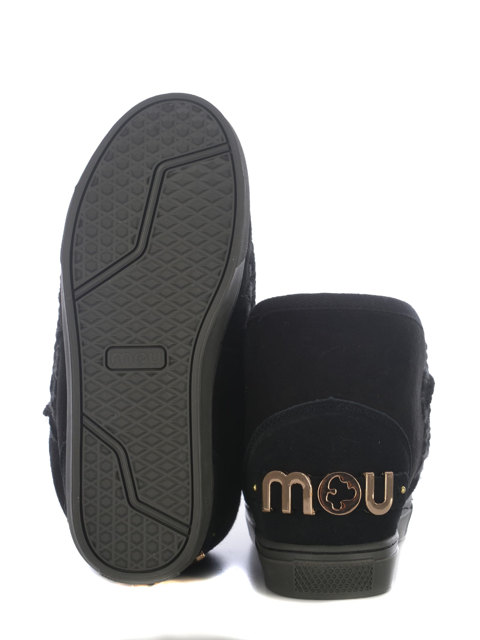 Shop Mou Ankle Boots  Sneakers Big Logo Made Of Leather In Nero