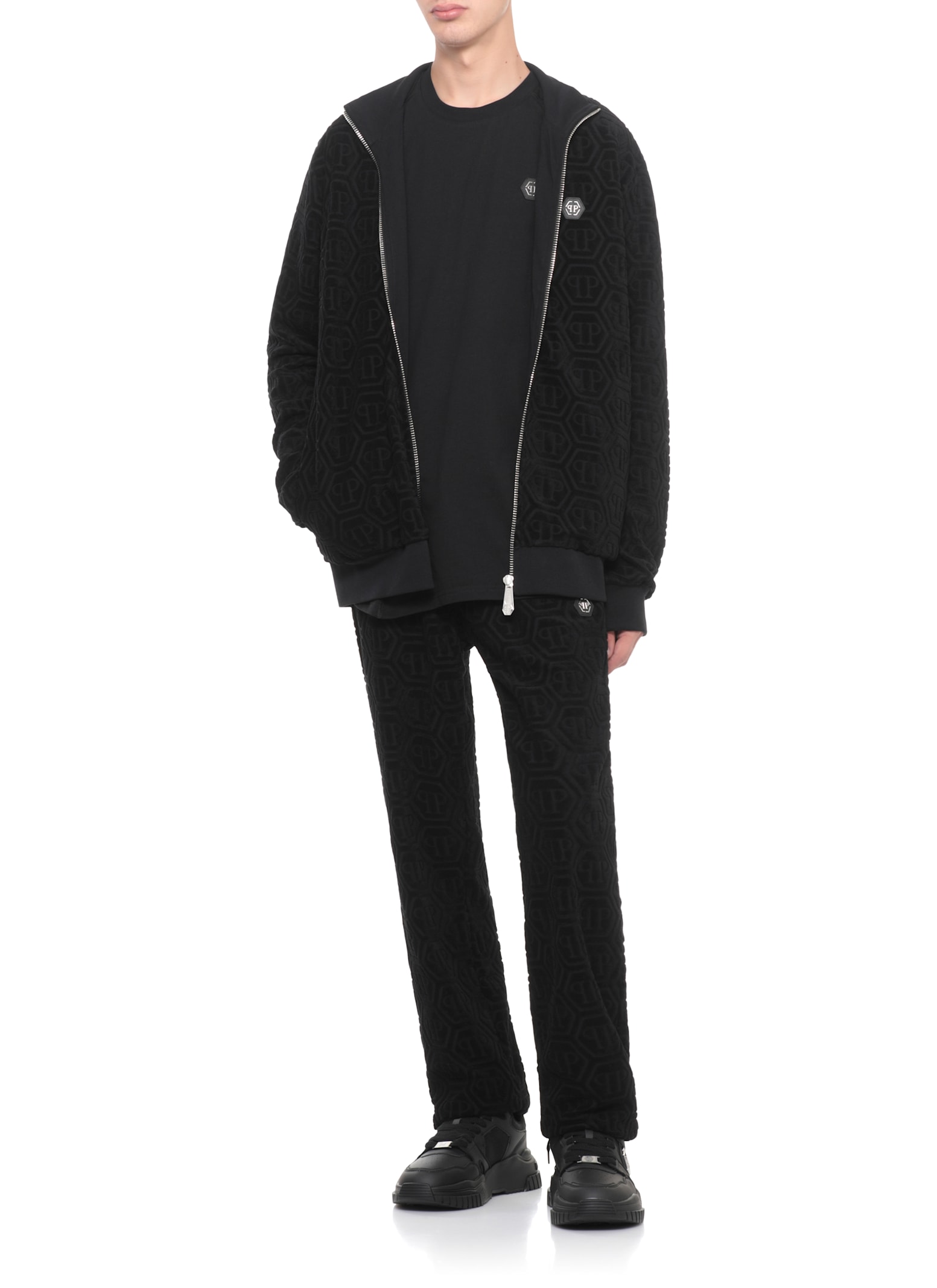 Philipp Plein Jacquard Tracksuit Jacket Monogram In Black