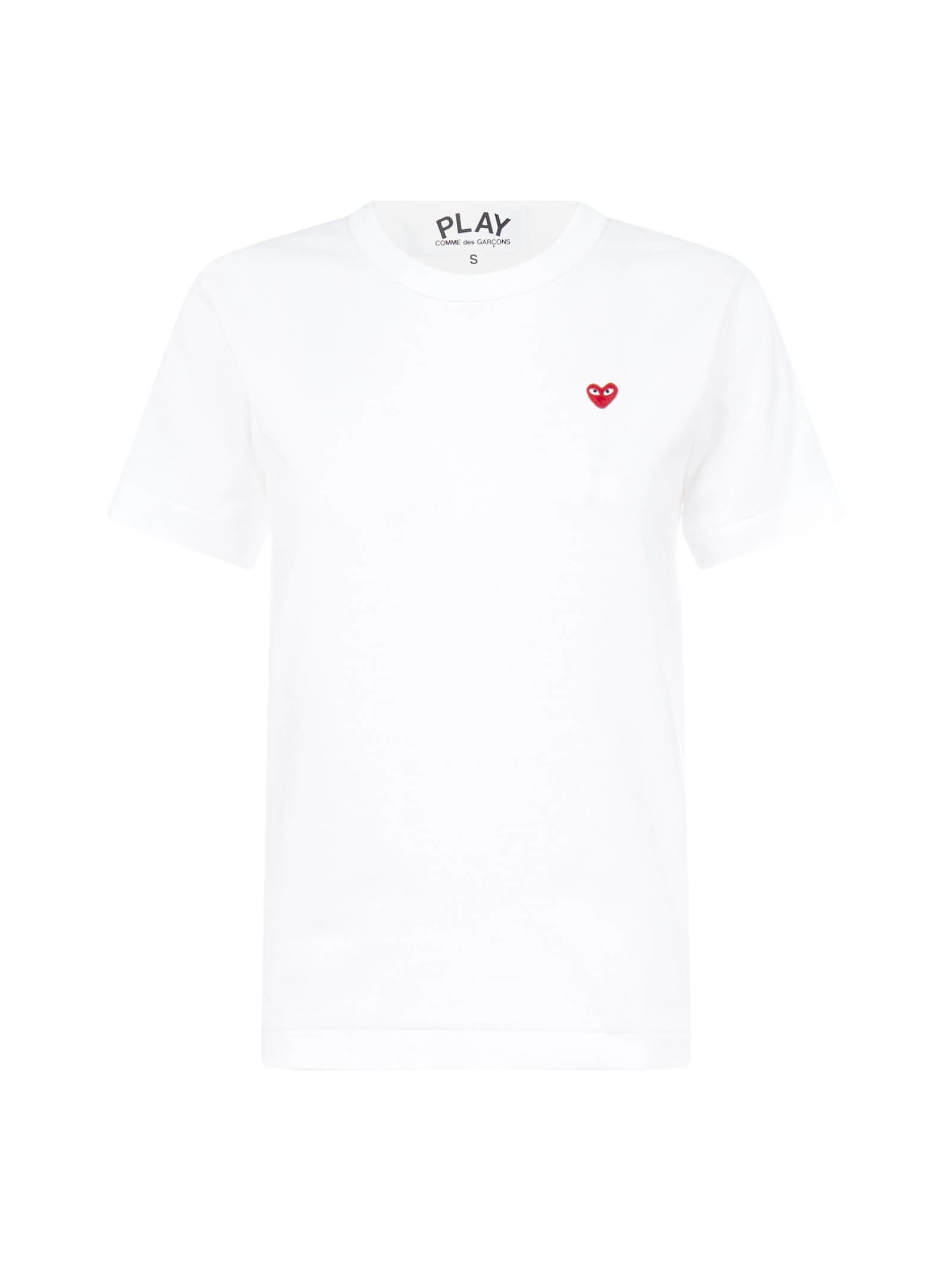 Comme Des Garçons Play T-shirt Bianca Con Cuore Rosso In White