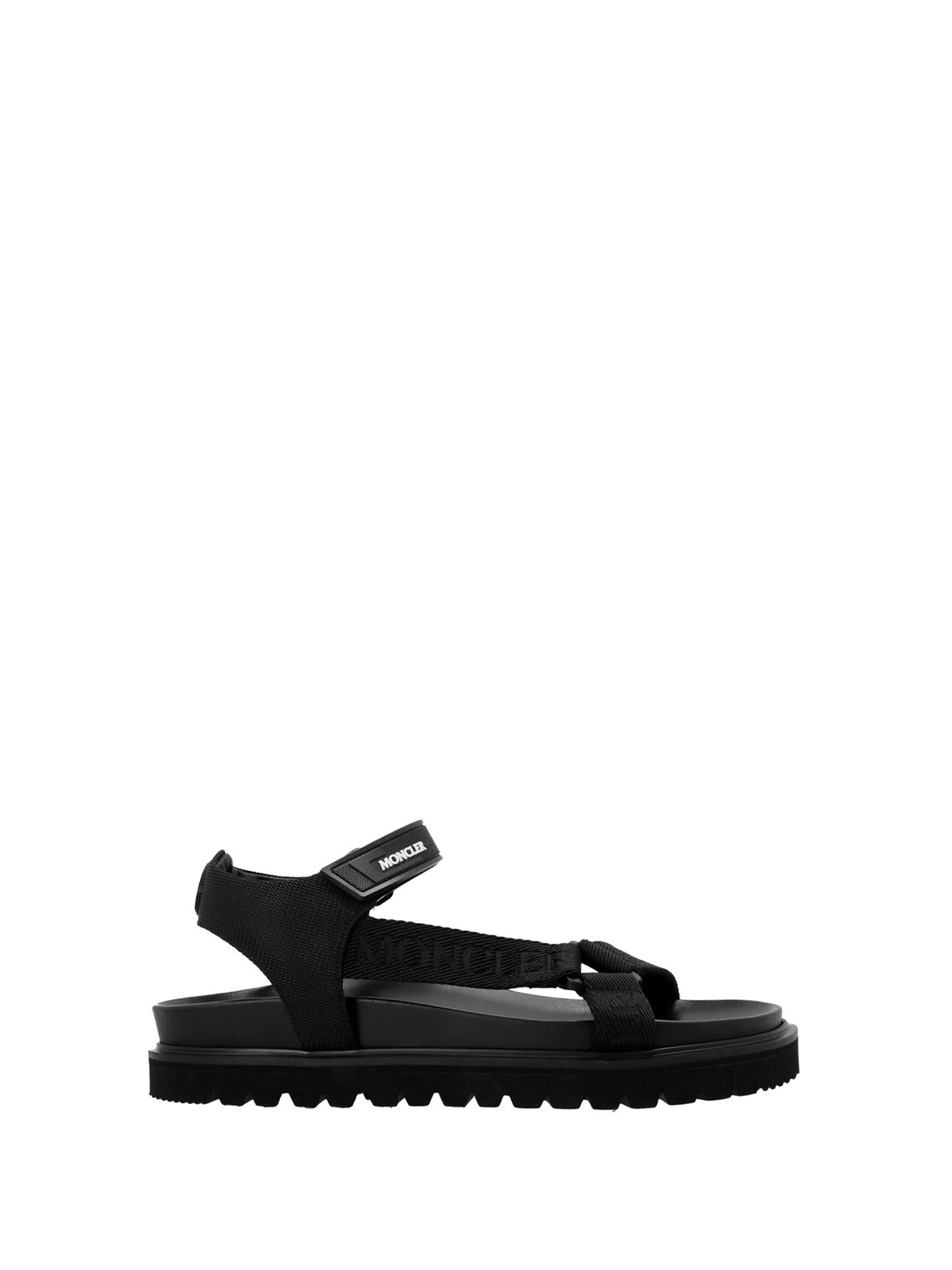 Buy Moncler Black Sandals online, shop Moncler shoes with free shipping