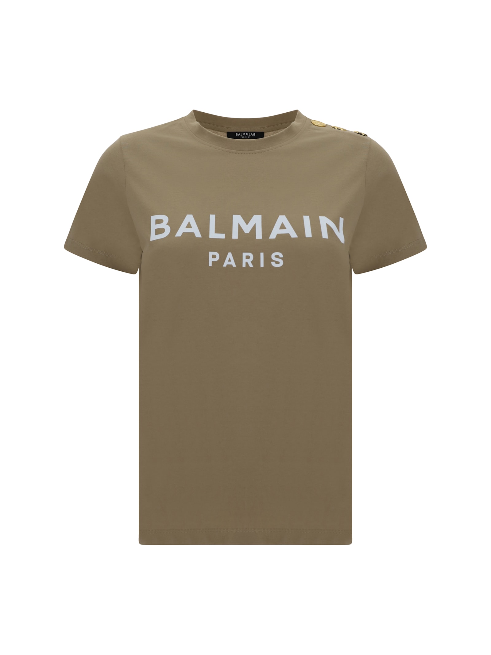 Shop Balmain T-shirt In Beige/blanc