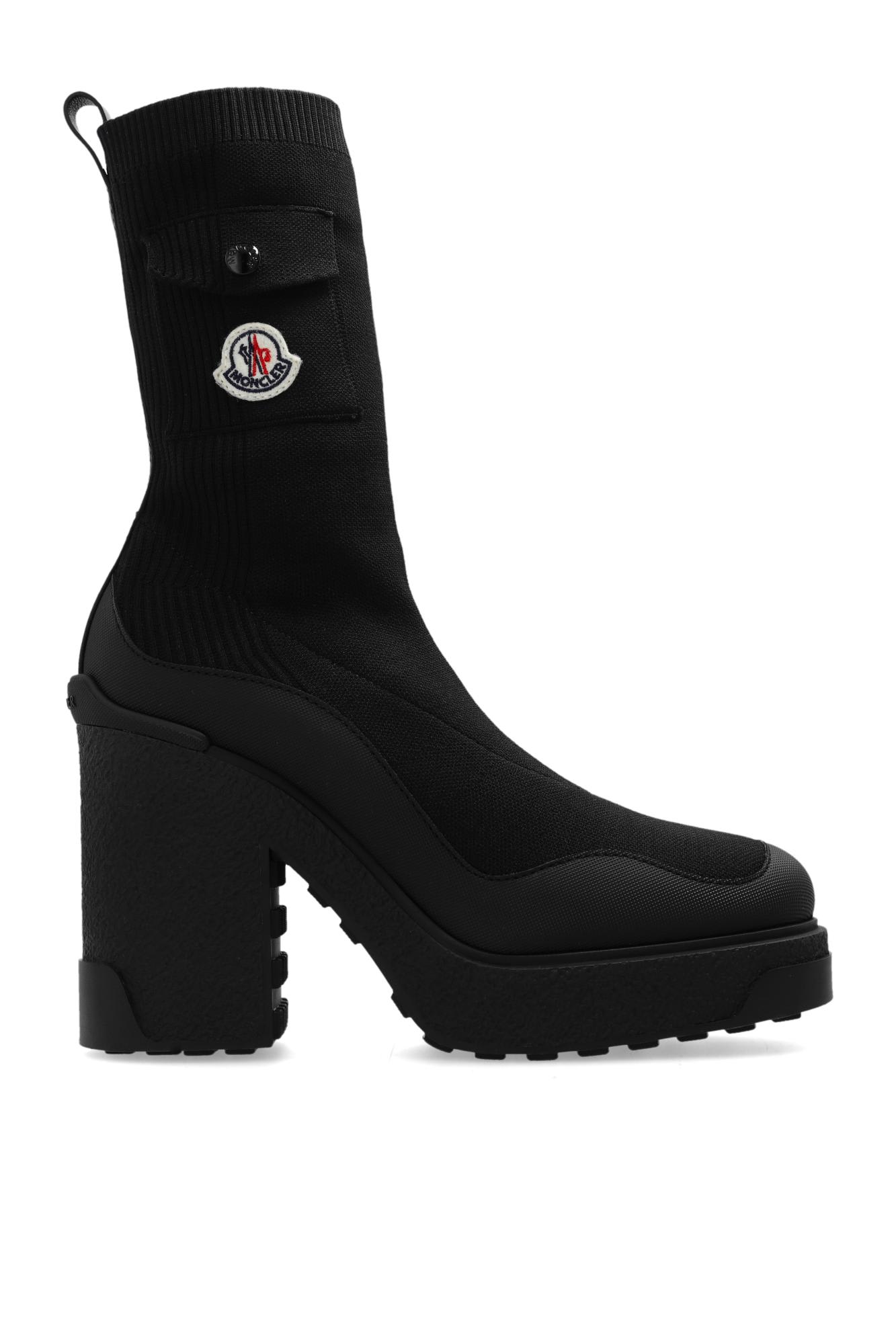 Shop Moncler Splora Heeled Ankle Boots In Black