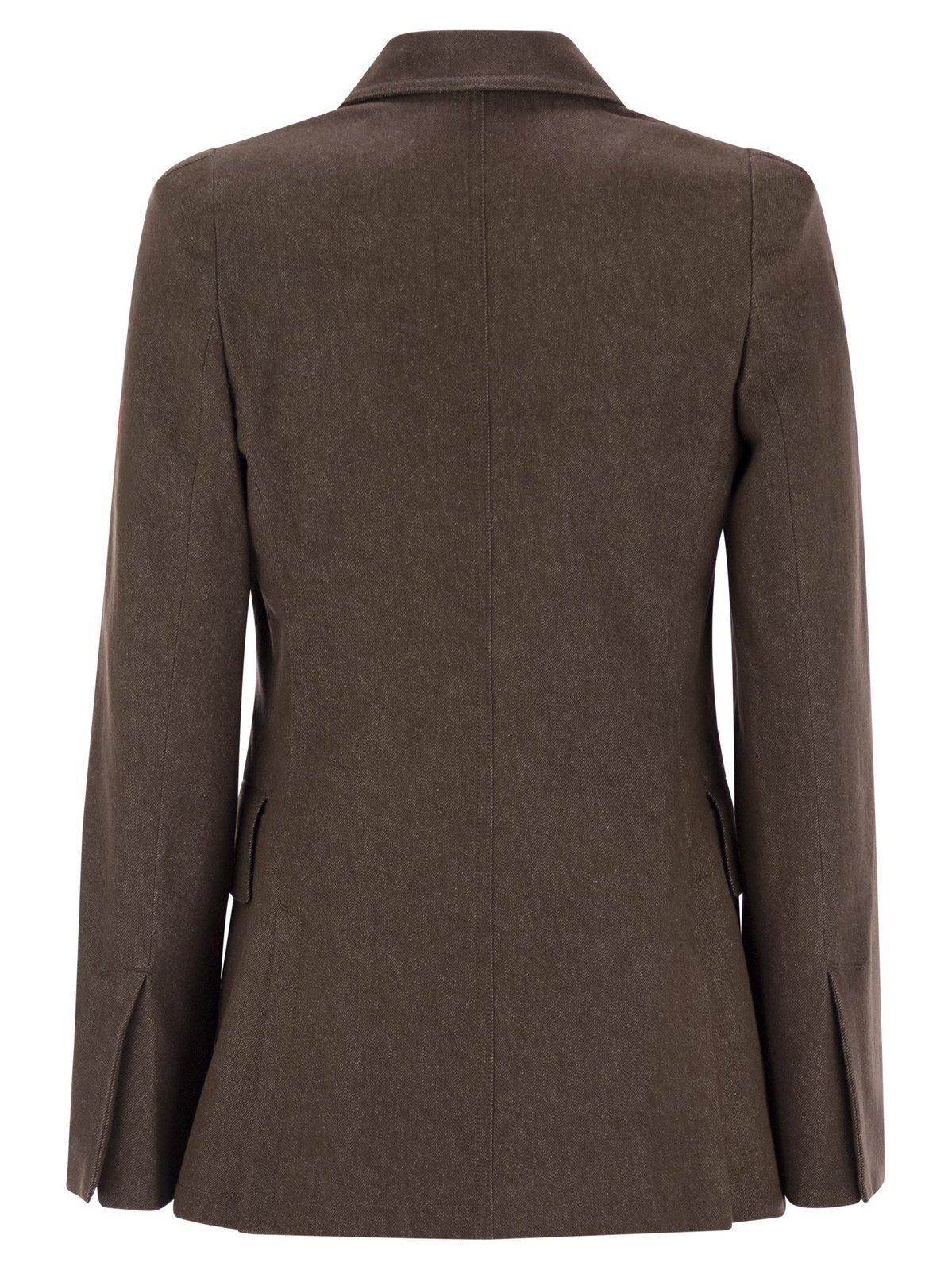 Max Mara Agguati Denim Effect Blazer In Brown