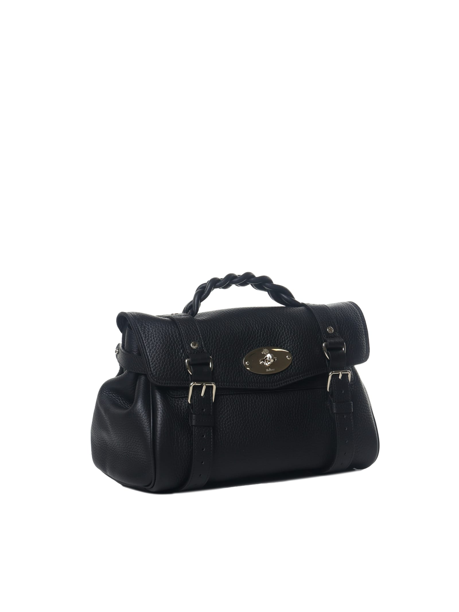 Shop Mulberry Alexa Bag With Leather Braided Handle In Black