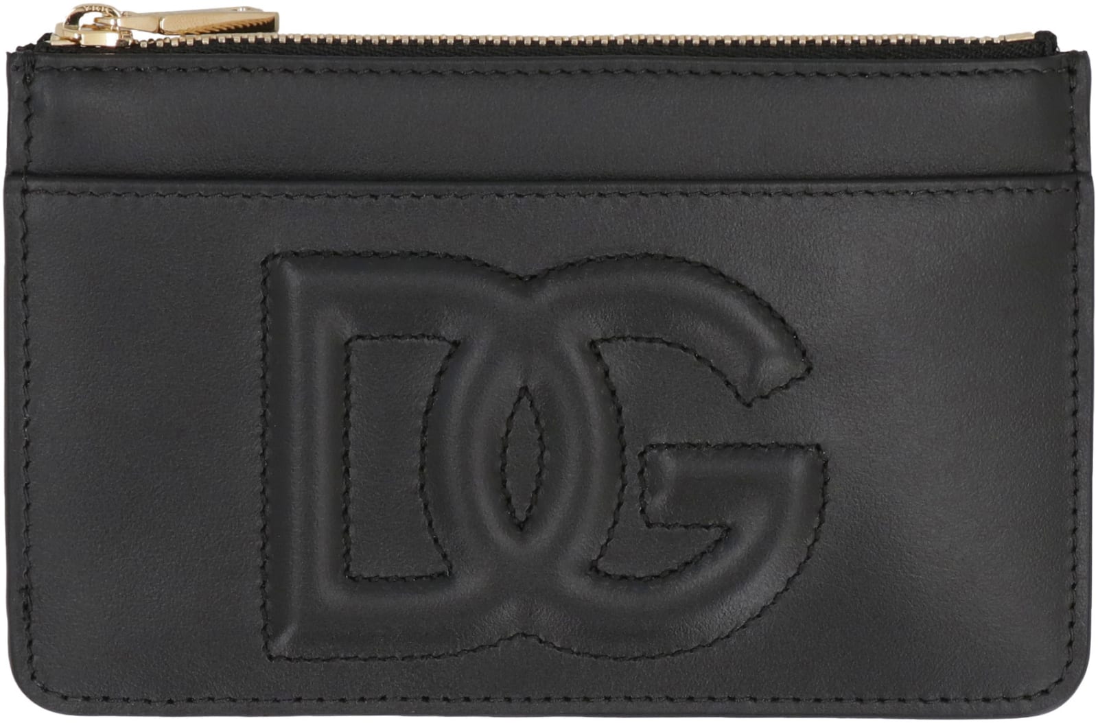 Shop Dolce & Gabbana Dg Logo Leather Card Holder In Black