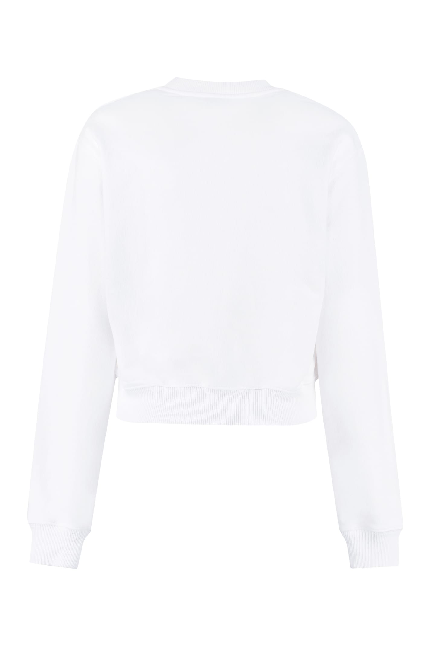 Shop Off-white Logo Detail Cotton Sweatshirt In Bianco