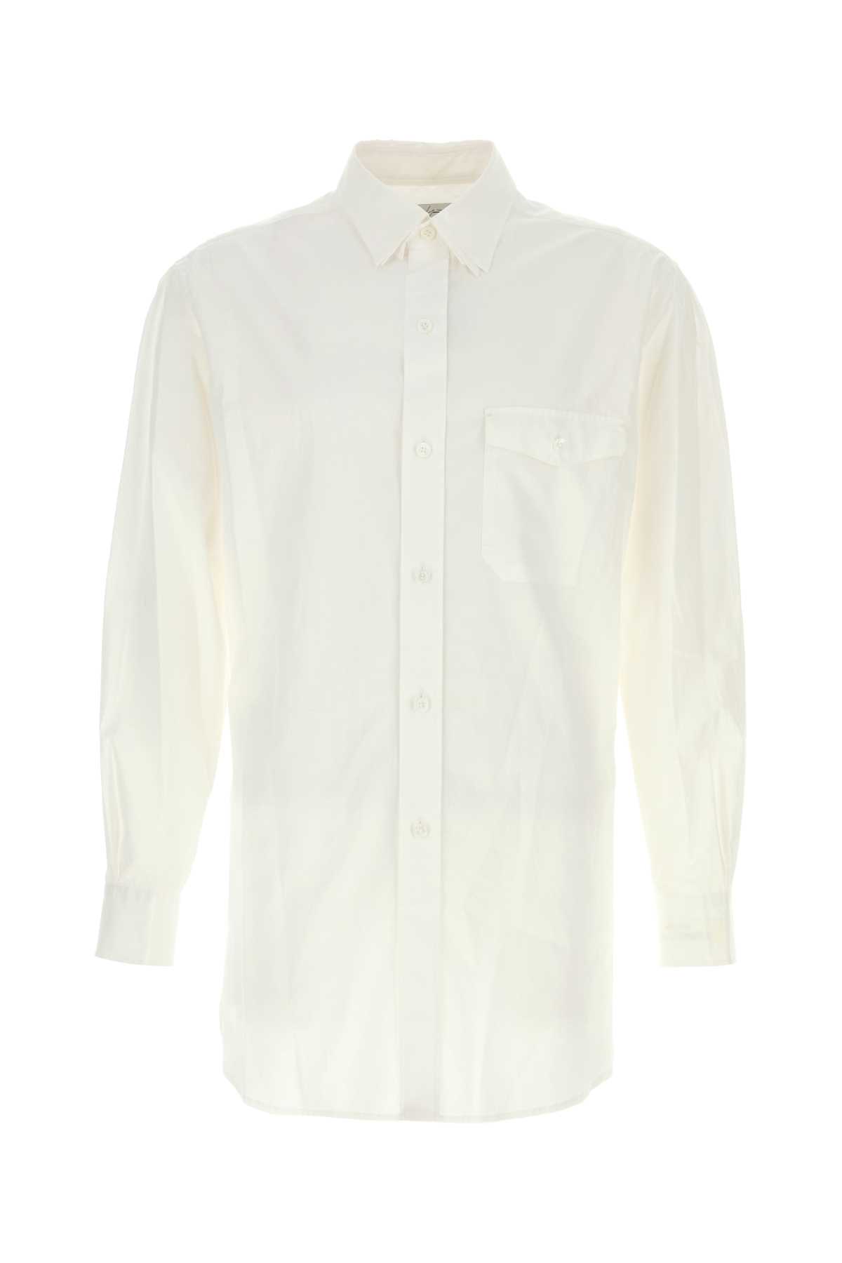Yohji Yamamoto Cotton Shirt Featuring Long Sleeves And Collar In White