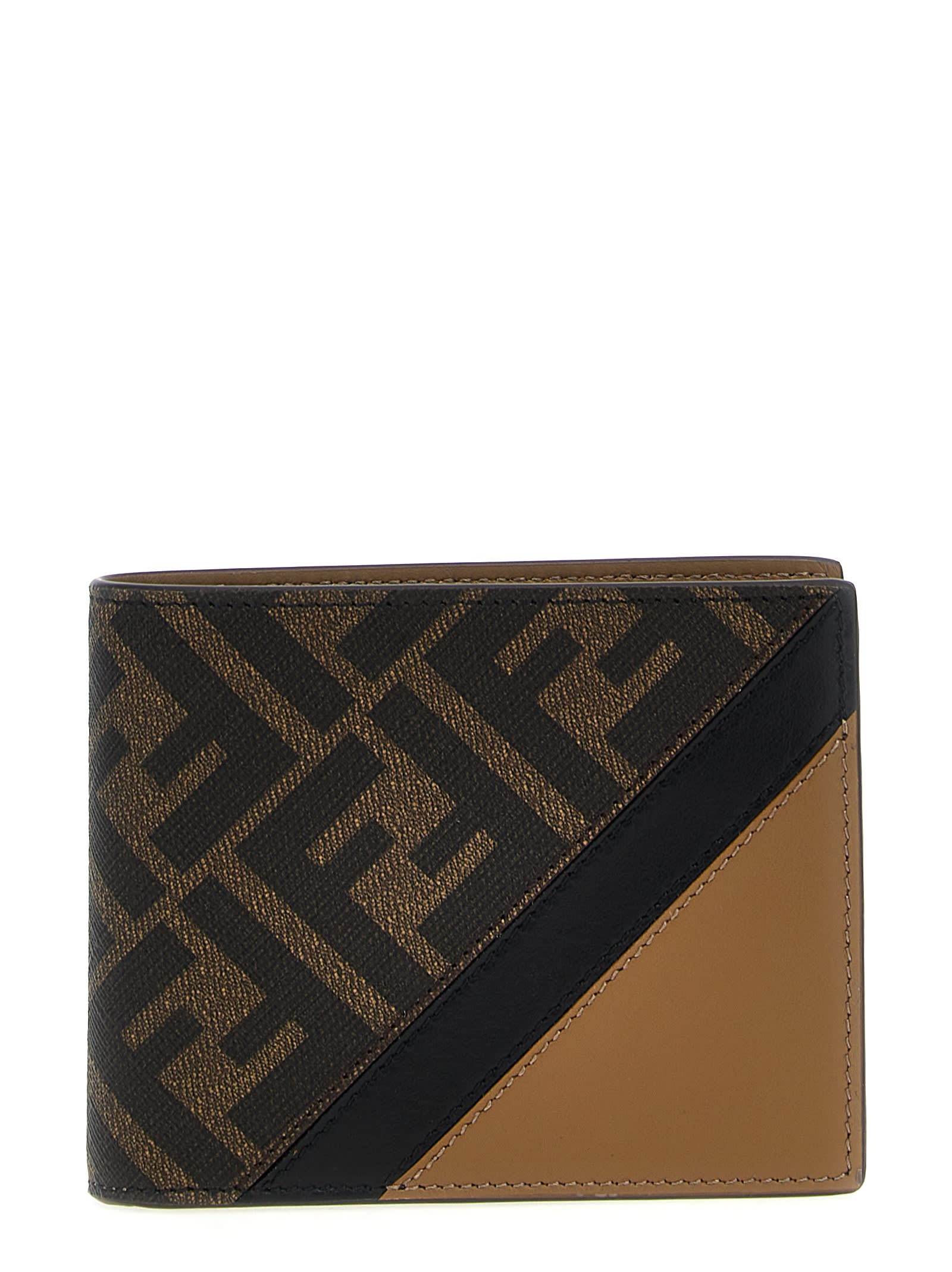 Shop Fendi Diagonal Wallet In Brown