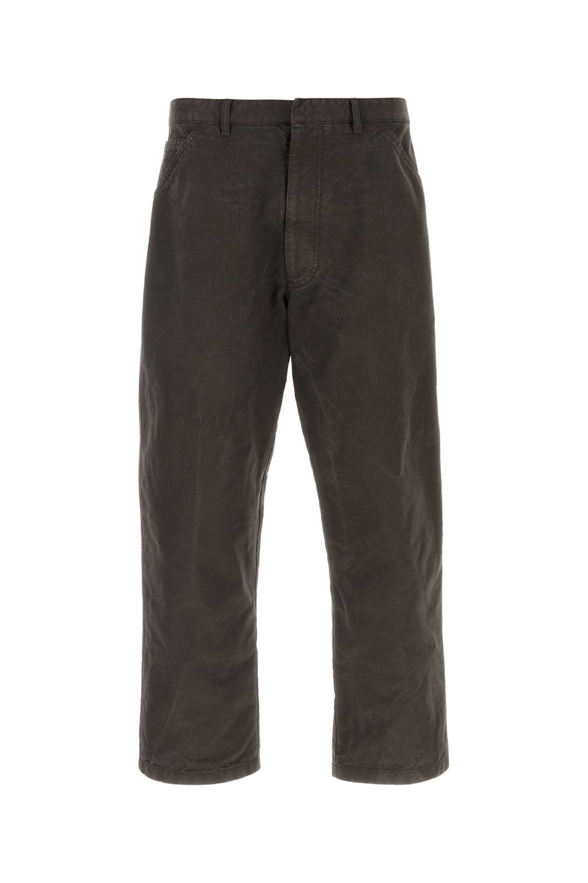 Brown Cotton Wide-leg Pant