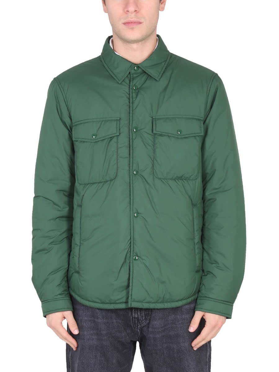 Woolrich Buttoned Padded Jacket In Green