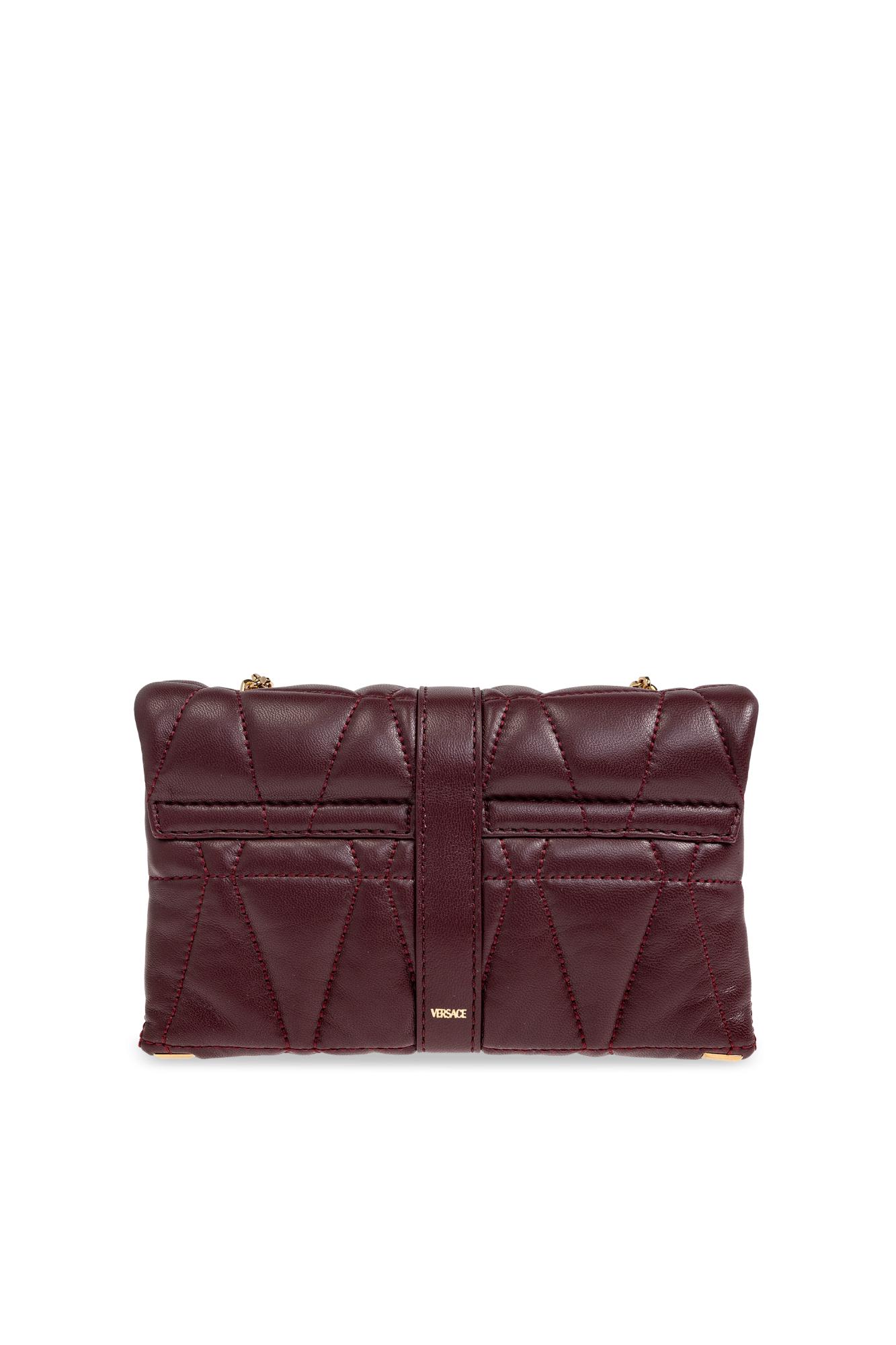 Versace Shoulder Bag Kleio Mini In Dark Burgundy- Gold