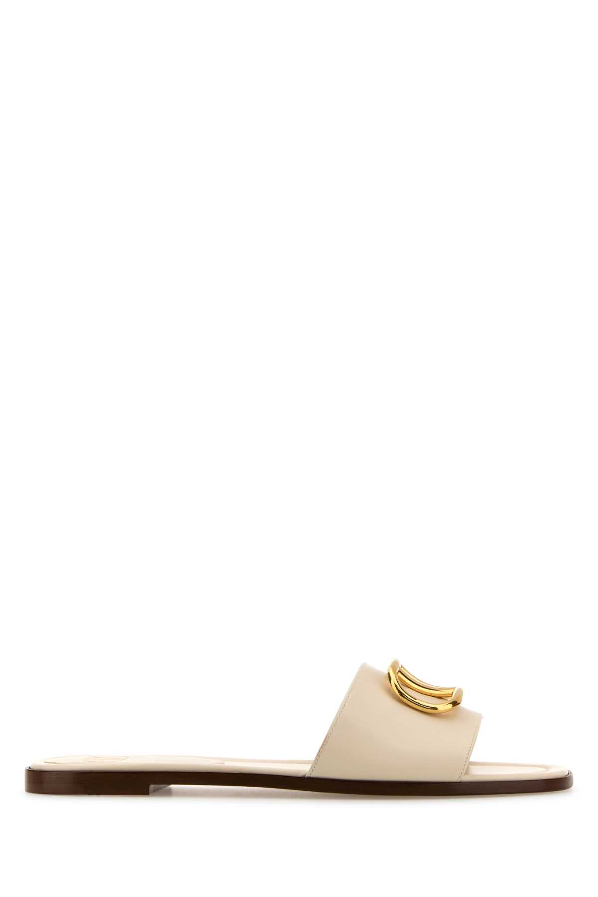 Valentino Garavani Women White Leather Vlogo Slippers In White