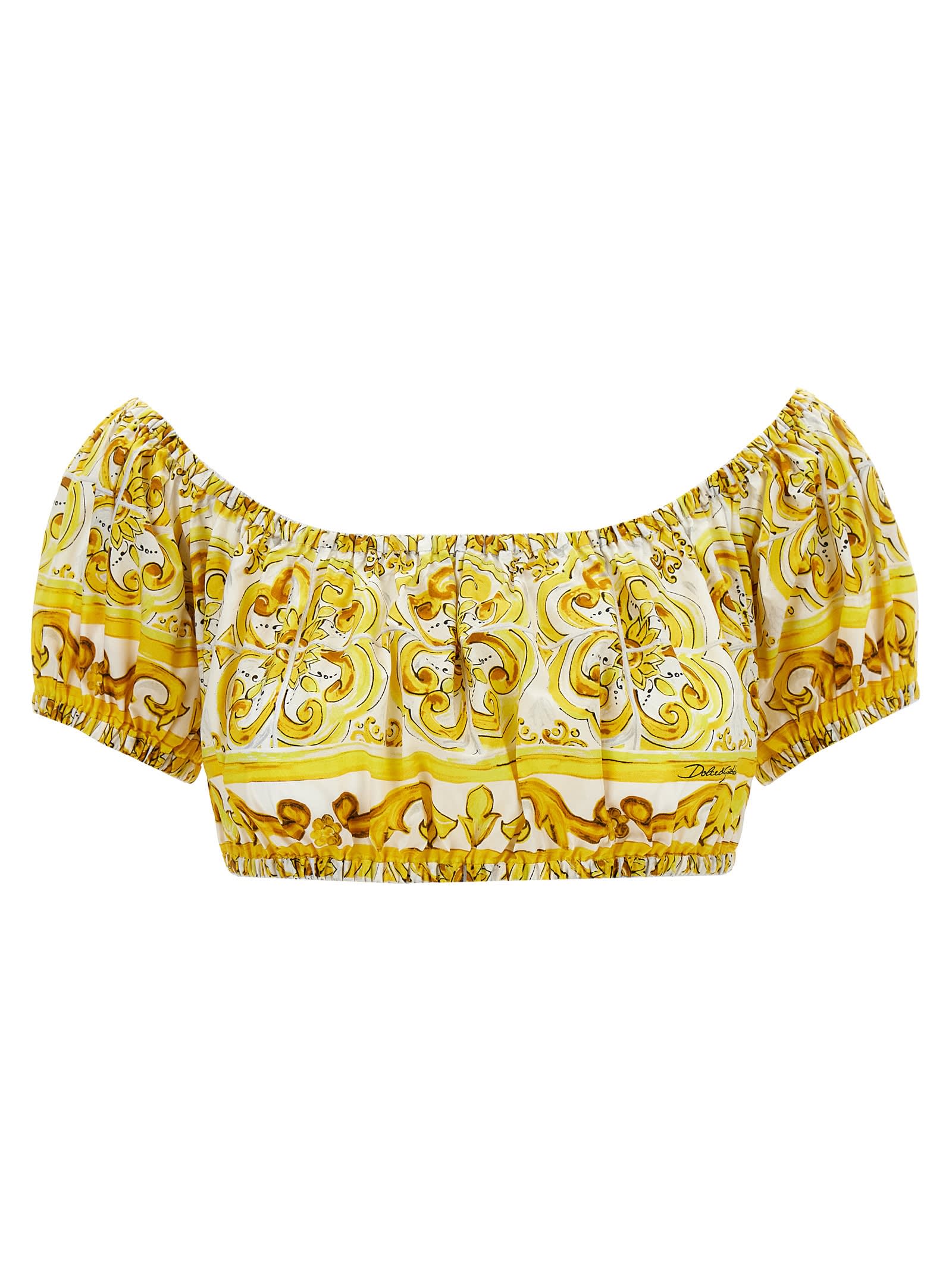 Shop Dolce & Gabbana Maioliche Top In Yellow