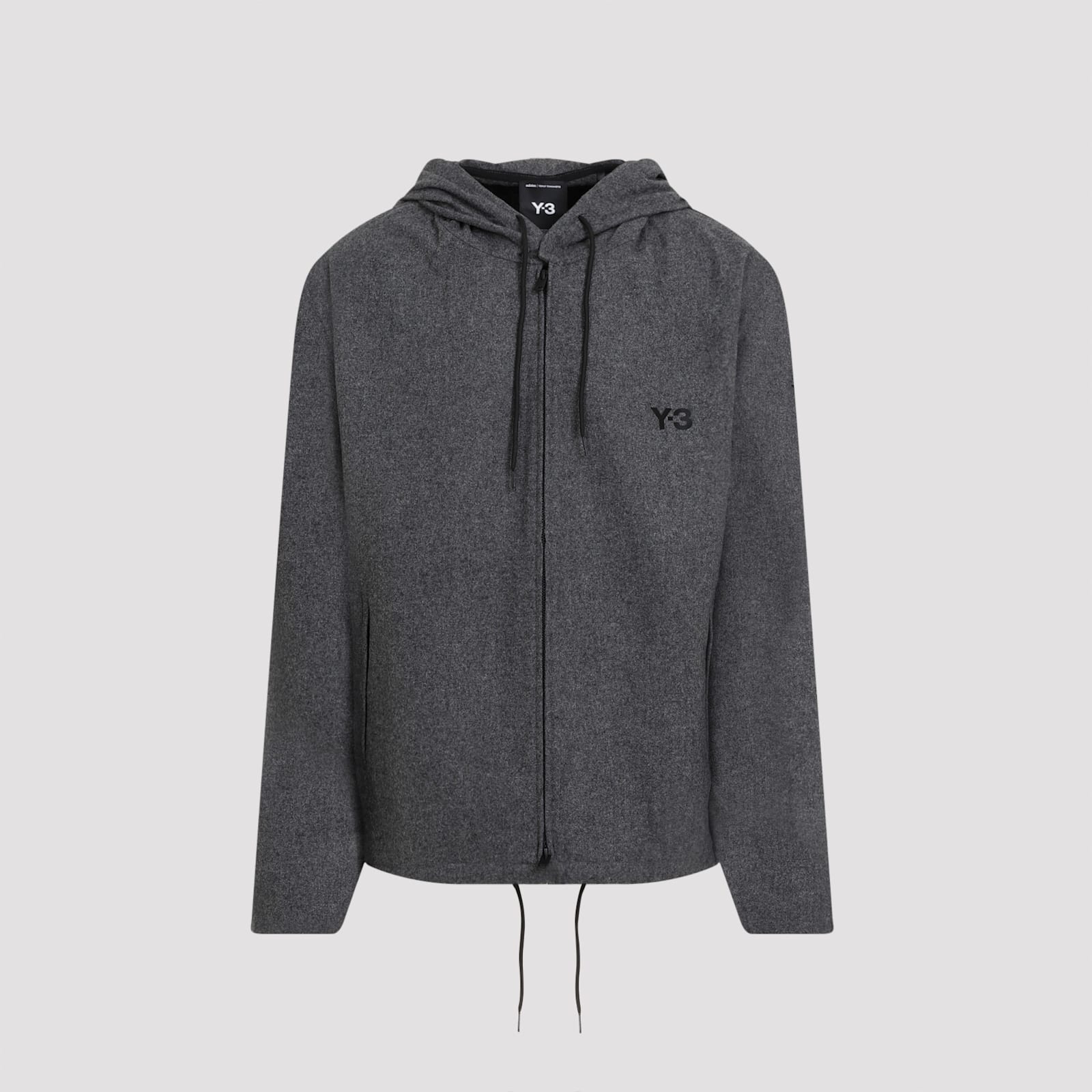 Shop Y-3 Flannel Hoodie Jacket In Grey