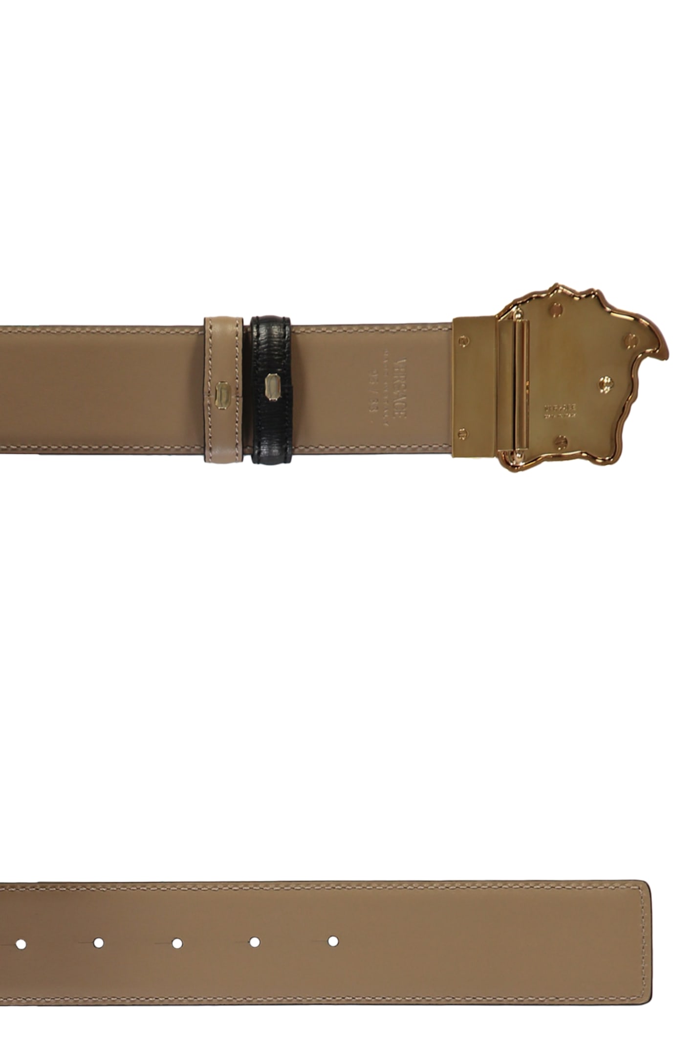 Versace La Medusa Leather Belt Man Belt Black Size 39.5 Calfskin In Black
