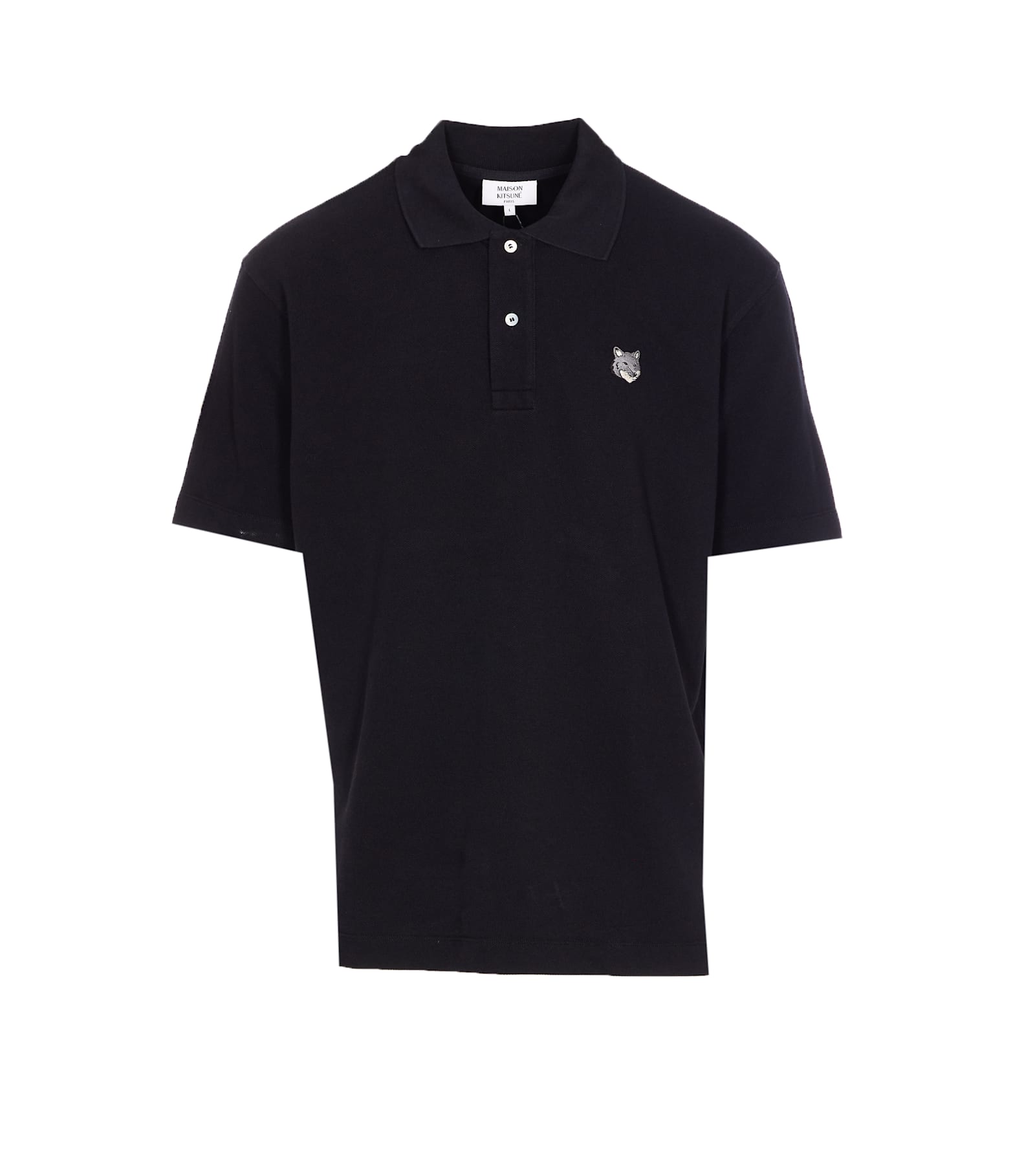 Maison Kitsuné Polo Shirt With Short Sleeves And Collar In Black