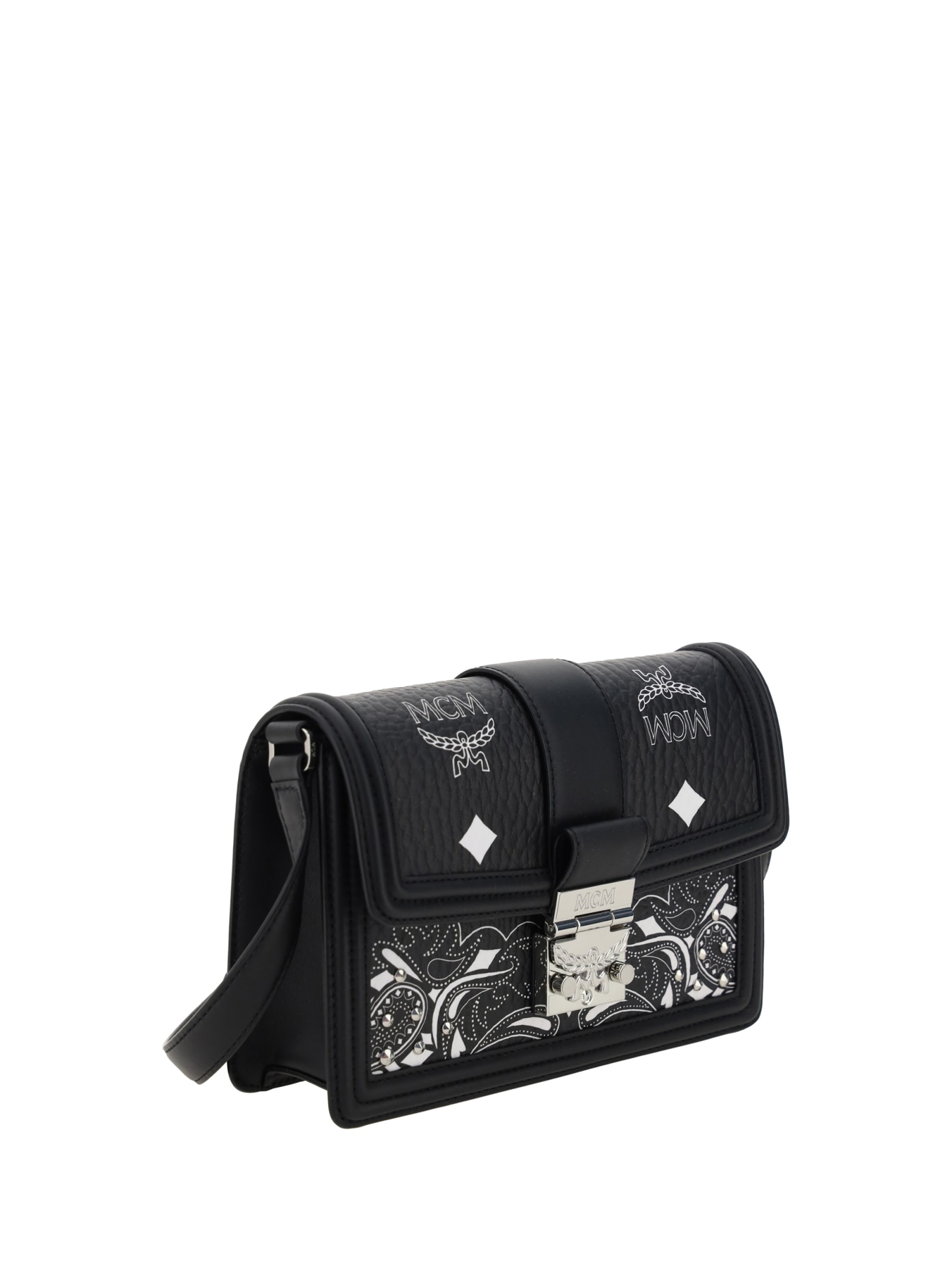 Mcm Logo Messenger Bag - Black, ModeSens