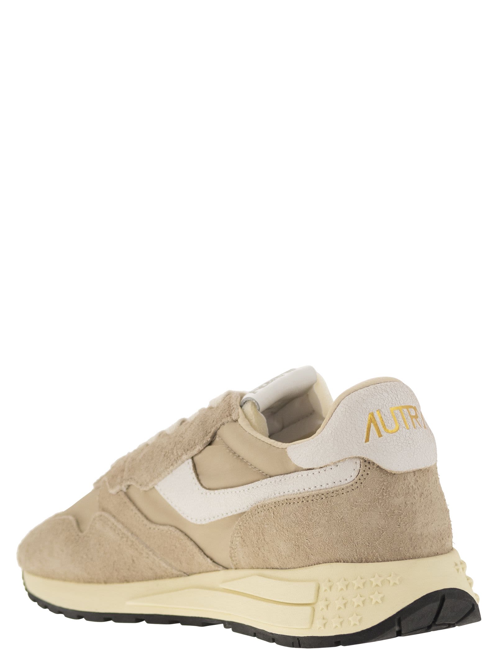 Shop Autry Reelwind - Suede And Technical Textile Trainer In Beige