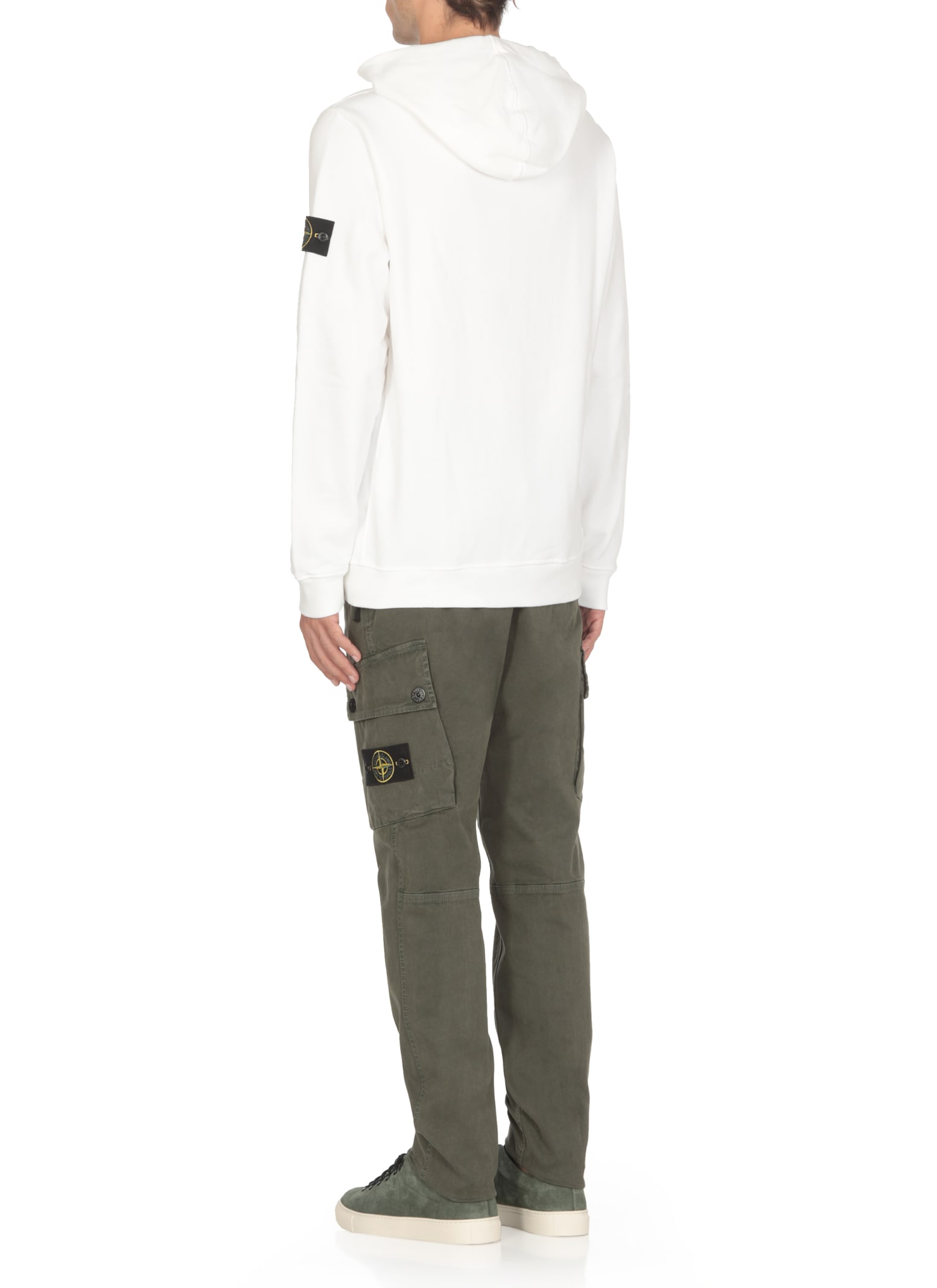 Stone Island Logo Hooded Sweatshirt In White