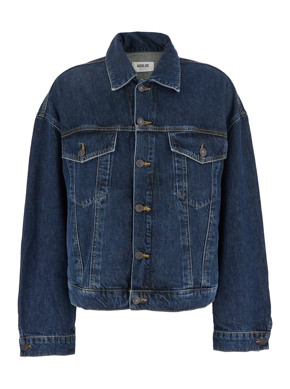 dalton Blue Jacket With Classic Collar And Puffed Sleeves In Denim Woman